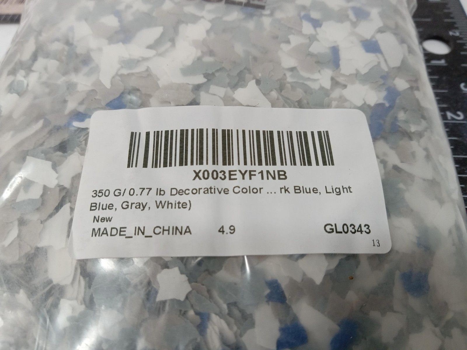 Demissle Decorative Color Chips Flakes 350g Blue Gray White Epoxy Floor Garage