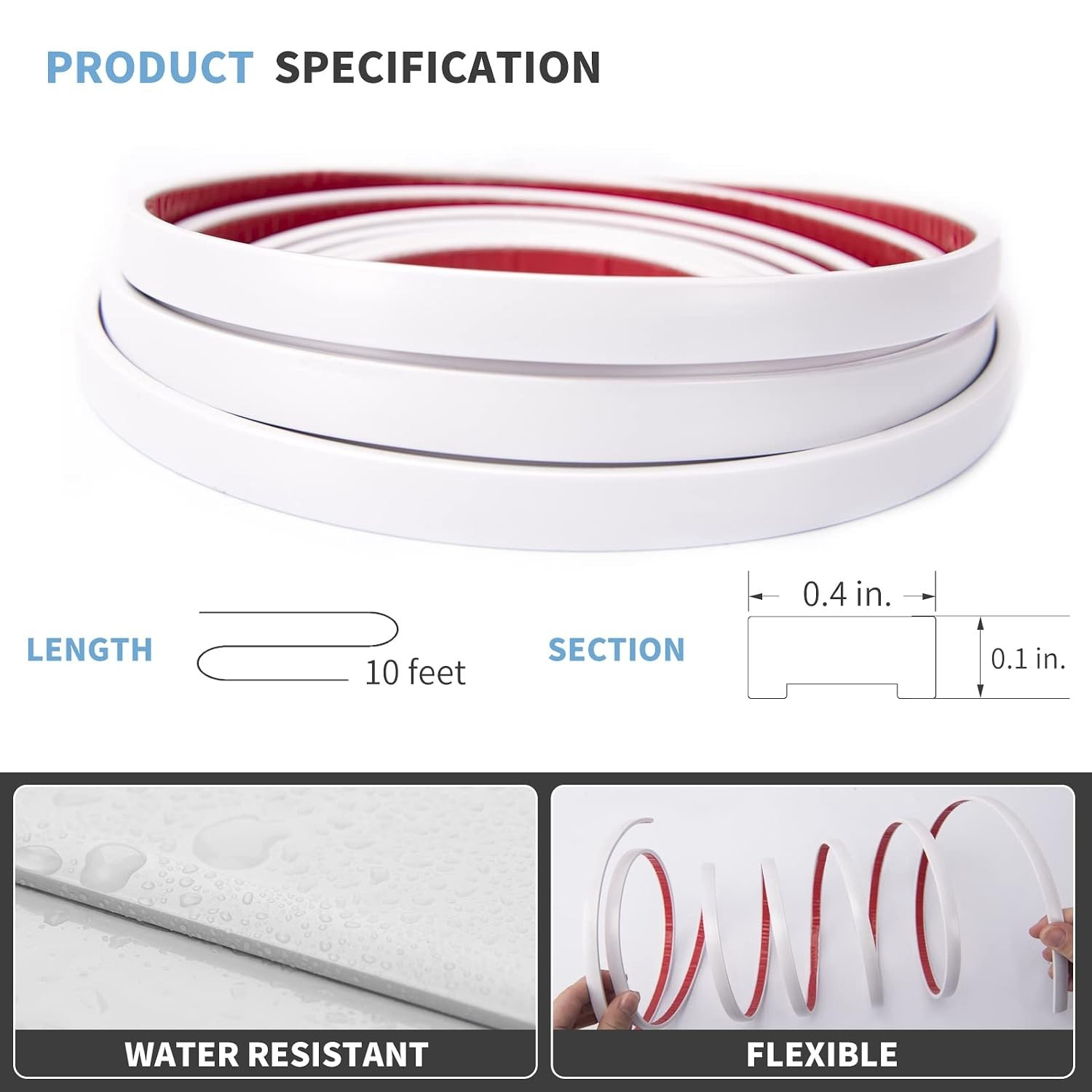 10 Ft Peel and Stick Vinyl Molding Trim in White – Perfect for Backsplashes