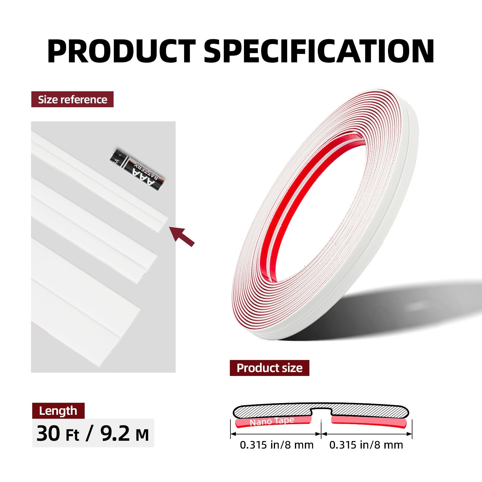 30FT Wall Corner Protector Moulding Trim, Flexible Wall Trim Peel and Stick T…