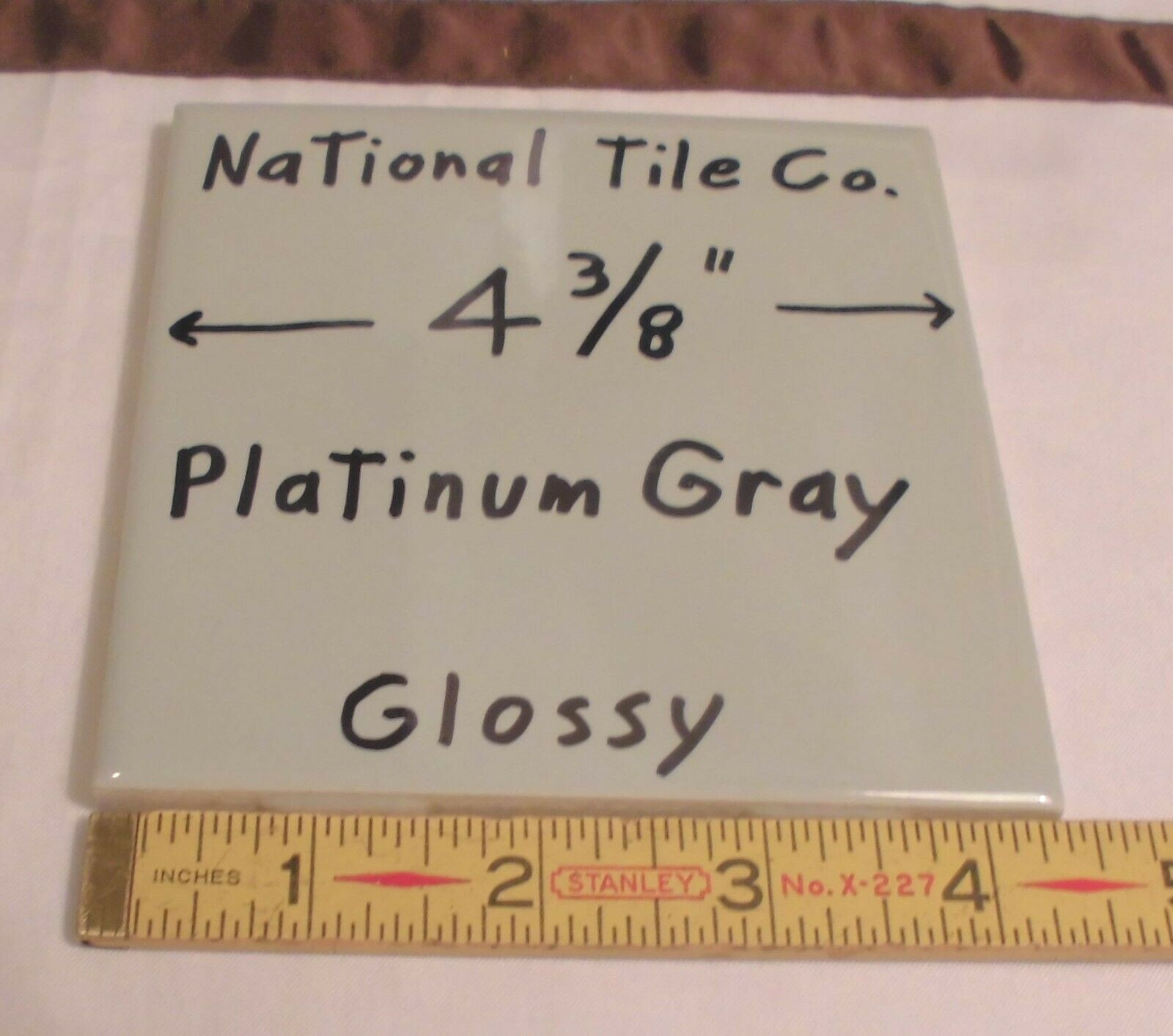 6 pcs. Vintage *Slate Gray-Platinum Gray* Glossy Ceramic 4-3/8″ National Tile Co