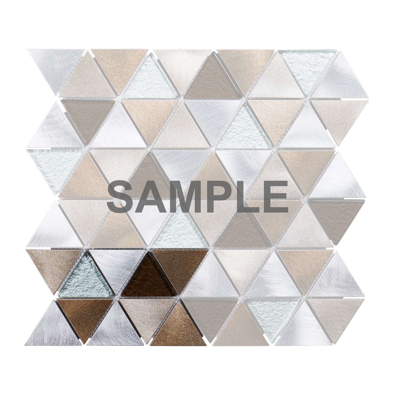 Brown Gray Aluminum Metal Crystal Glass Triangle Mosaic Tile Kitchen Backsplash