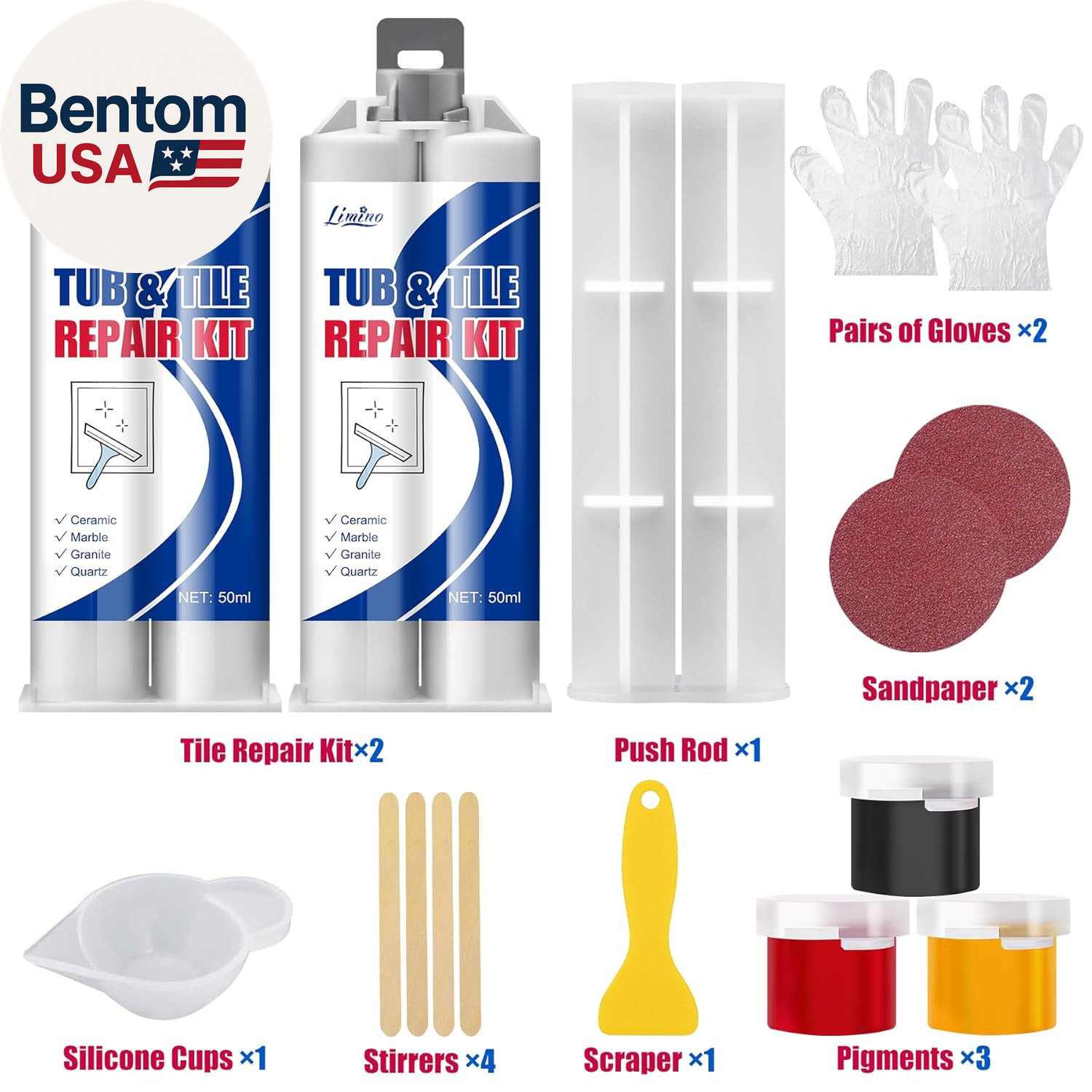 Tile Repair Kit – Porcelain Repair Kit for Repairing Scratches, Chips, Dents, Ho