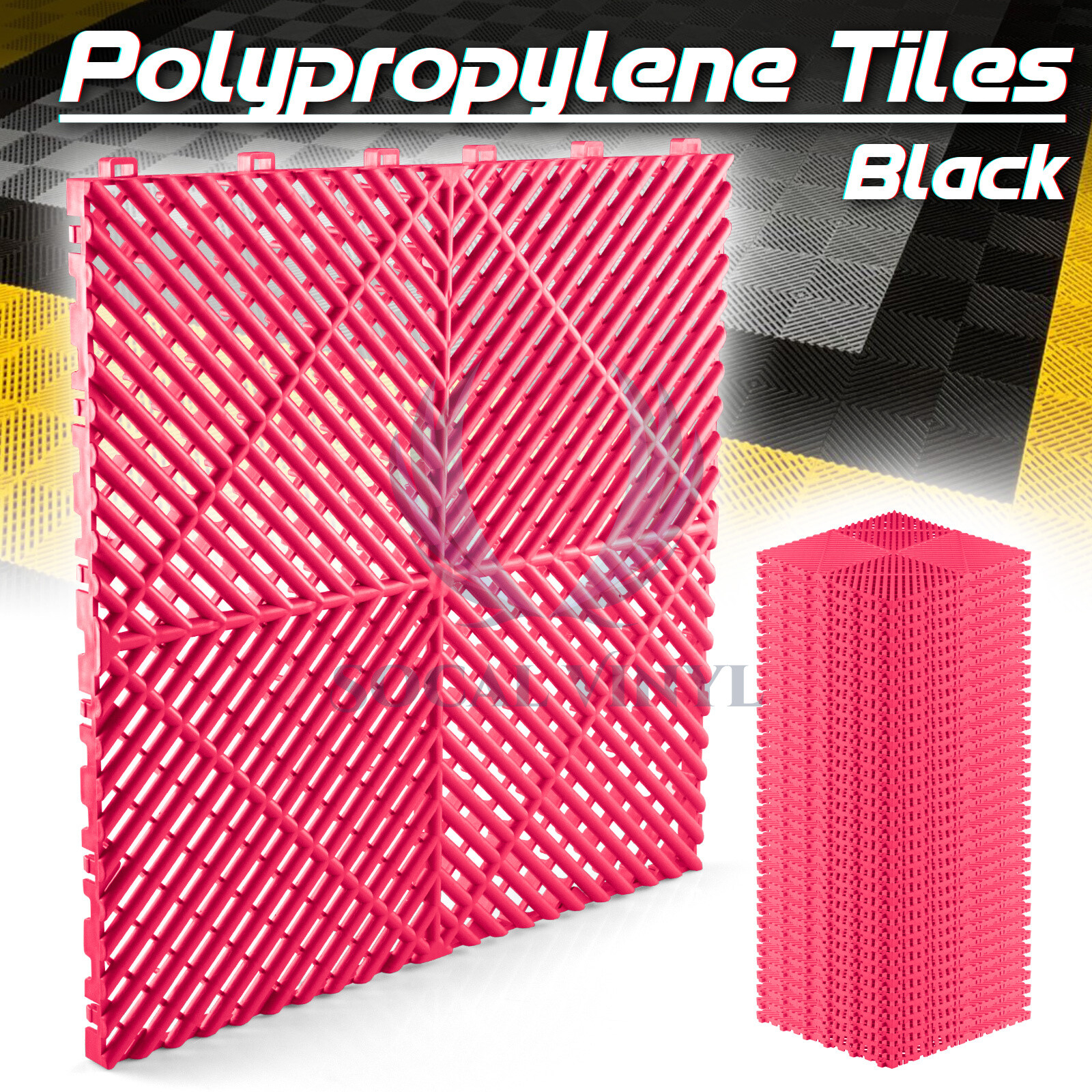 34pcs 16″x16″ Pink Garage Floor Mat Perforated Flooring Tile Shop Interlocking