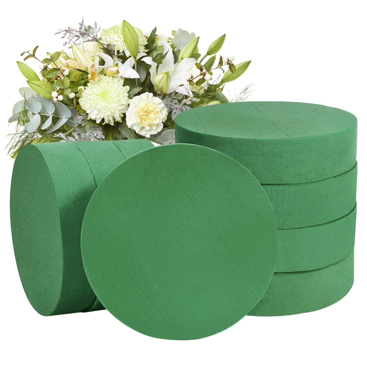 Crafare 7.5Inch 8 Pack Round Wet Floral Foam Bricks DIY Floral Blocks for Spr…