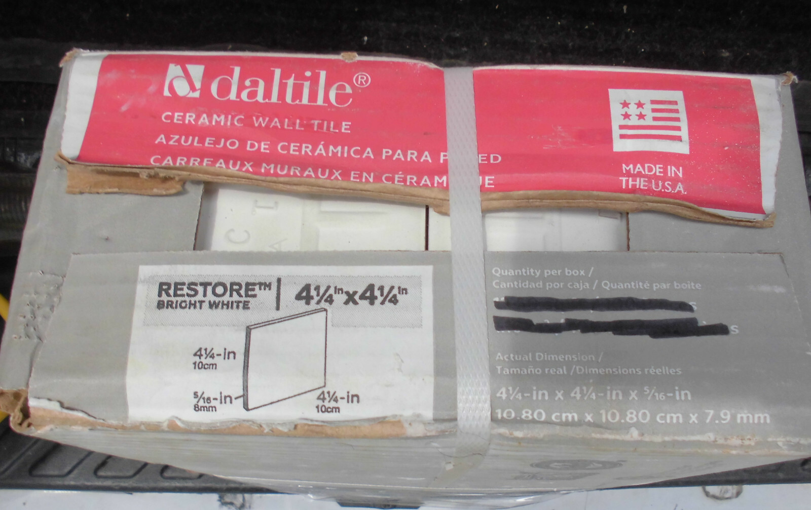 1 pc. Daltile; RESTORE Bright White; Glossy Ceramic Tile 4-1/4″ X 4-1/4″ New