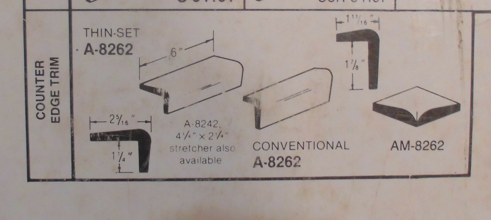 1pc. Off-White V-Cap Crystalline Ceramic Tile: Counter-Top Edging American Olean