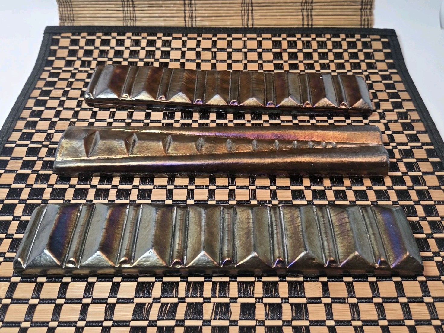 Oceanside Glass Tiles (6) Iridescent Vanishing Point Liner Crafting/Glasswork
