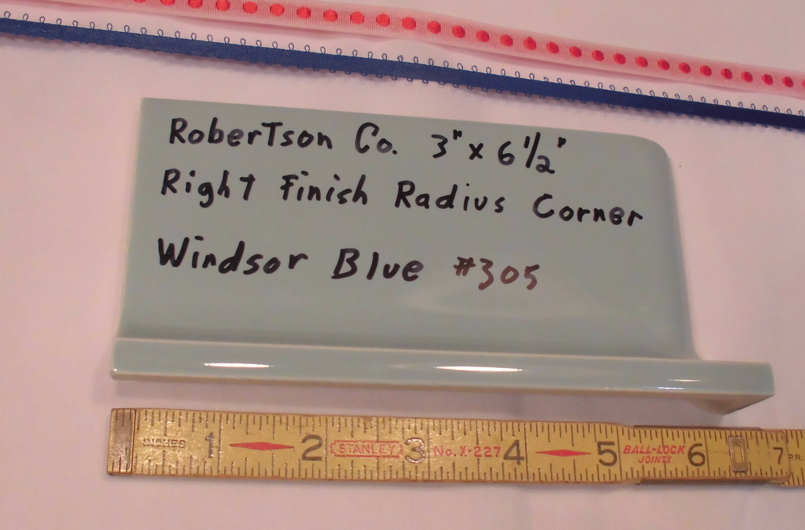 1 pc. Windsor Blue stack-on-top base/cove Ceramic Tile; Robertson; 3″ X 6-1/2″ R