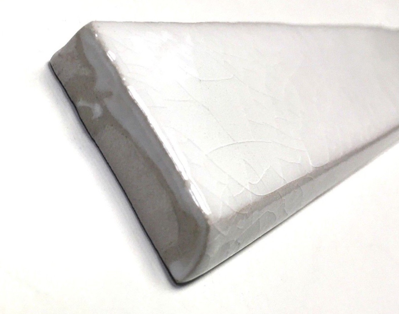 1.5×12 Bullnose White Crackled Ceramic Trim Tile, Wall and Floor Accent Kitchen