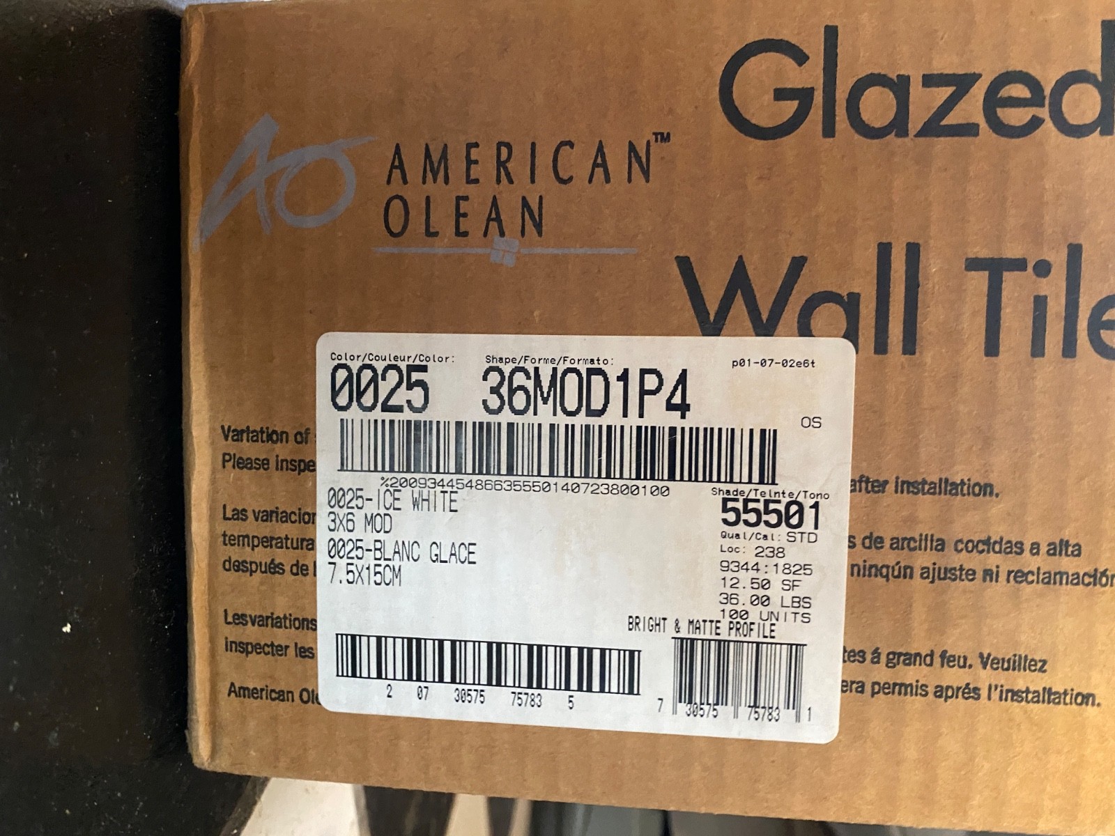 Box/44 Ice White Gloss Field Subway Wall Tiles (Size 3×6 ) AMERICAN OLEAN