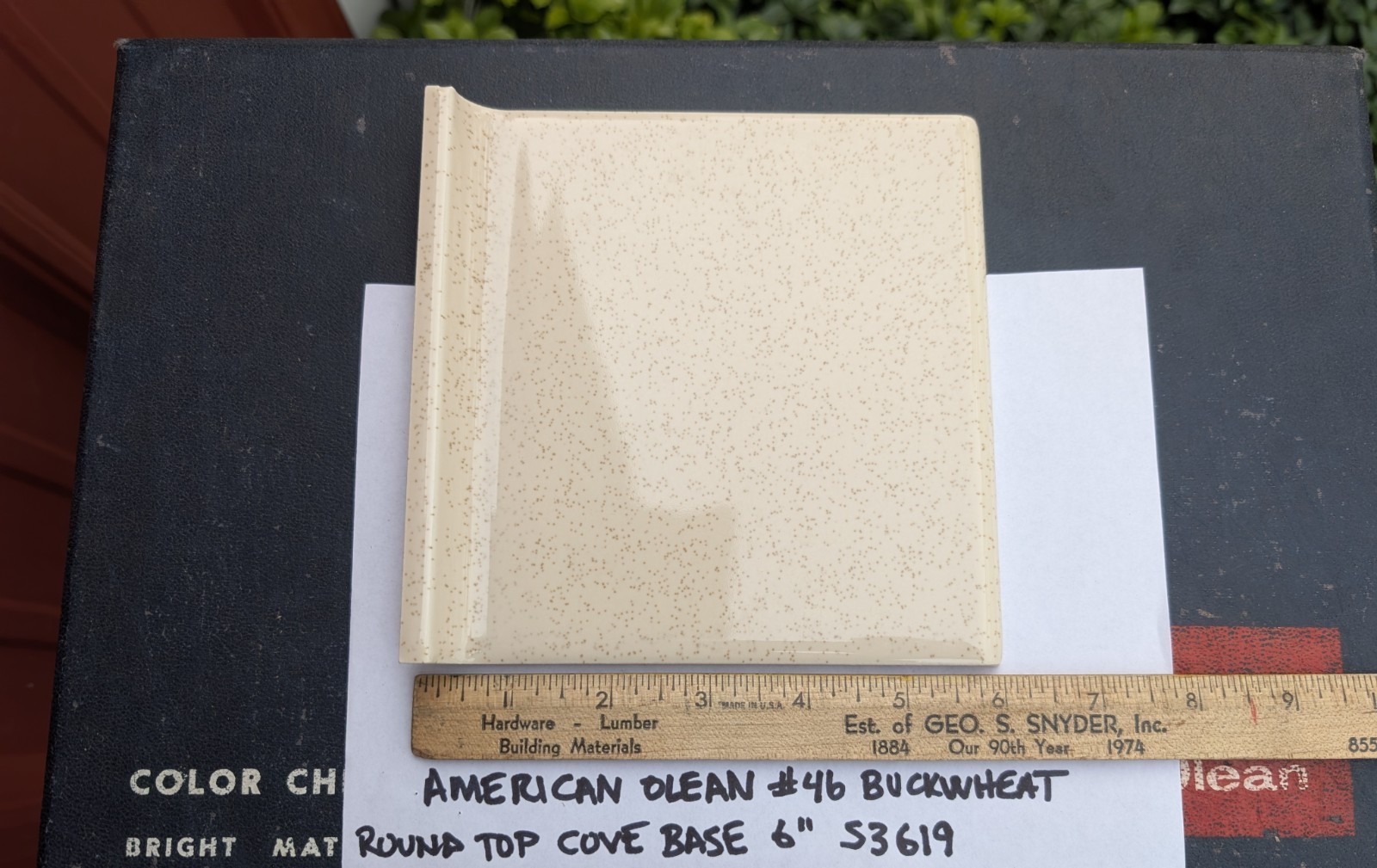 1 pc American Olean Ceramic Tile Round Top Cove Base 6″ S3619 Buckwheat #46 NOS