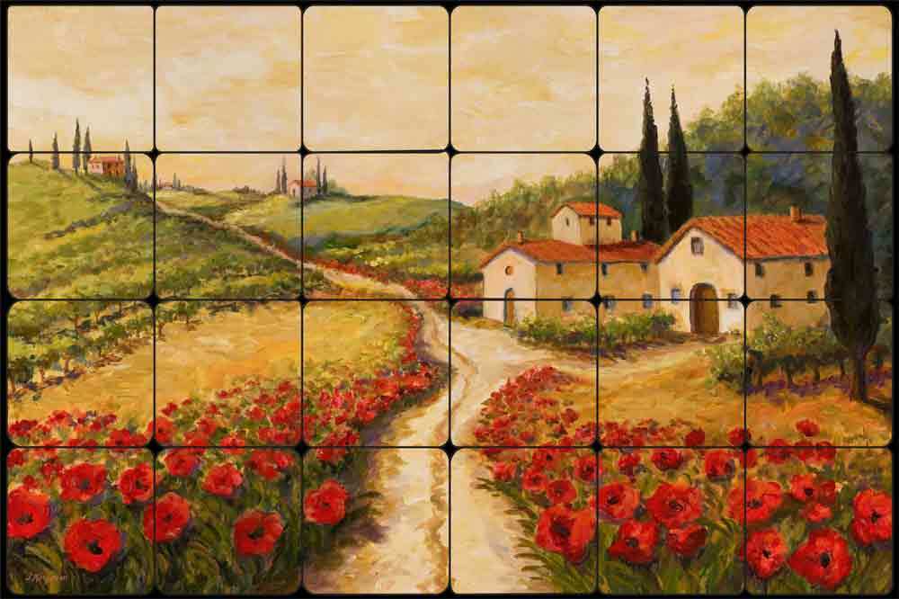 Tuscan Tile Backsplash Joanne Morris Margosian Art Tumbled Stone Mural JM078