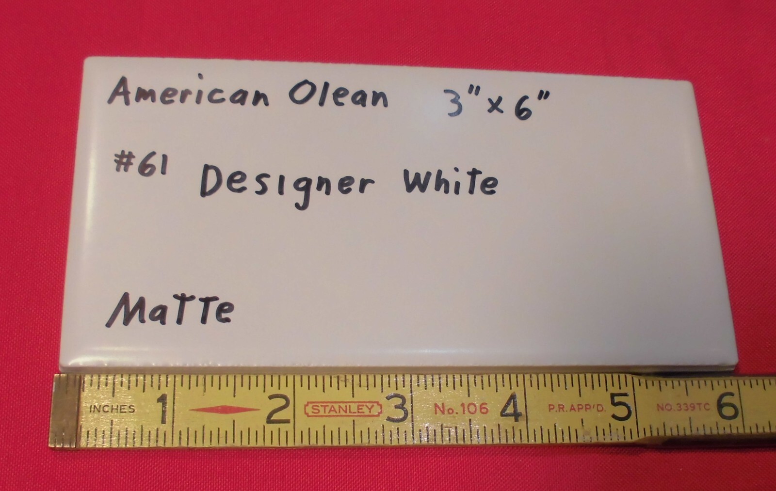 6 pieces: #61 Designer White: Matte Ceramic Subway Tiles by American Olean, NEW