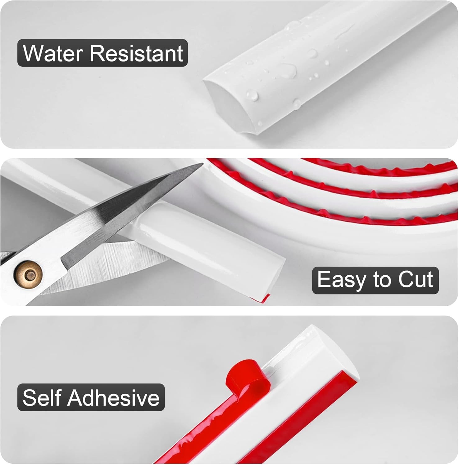 Flexible Quarter round Molding Self Adhesive (White, 10 Ft) Peel and Stick Flexi