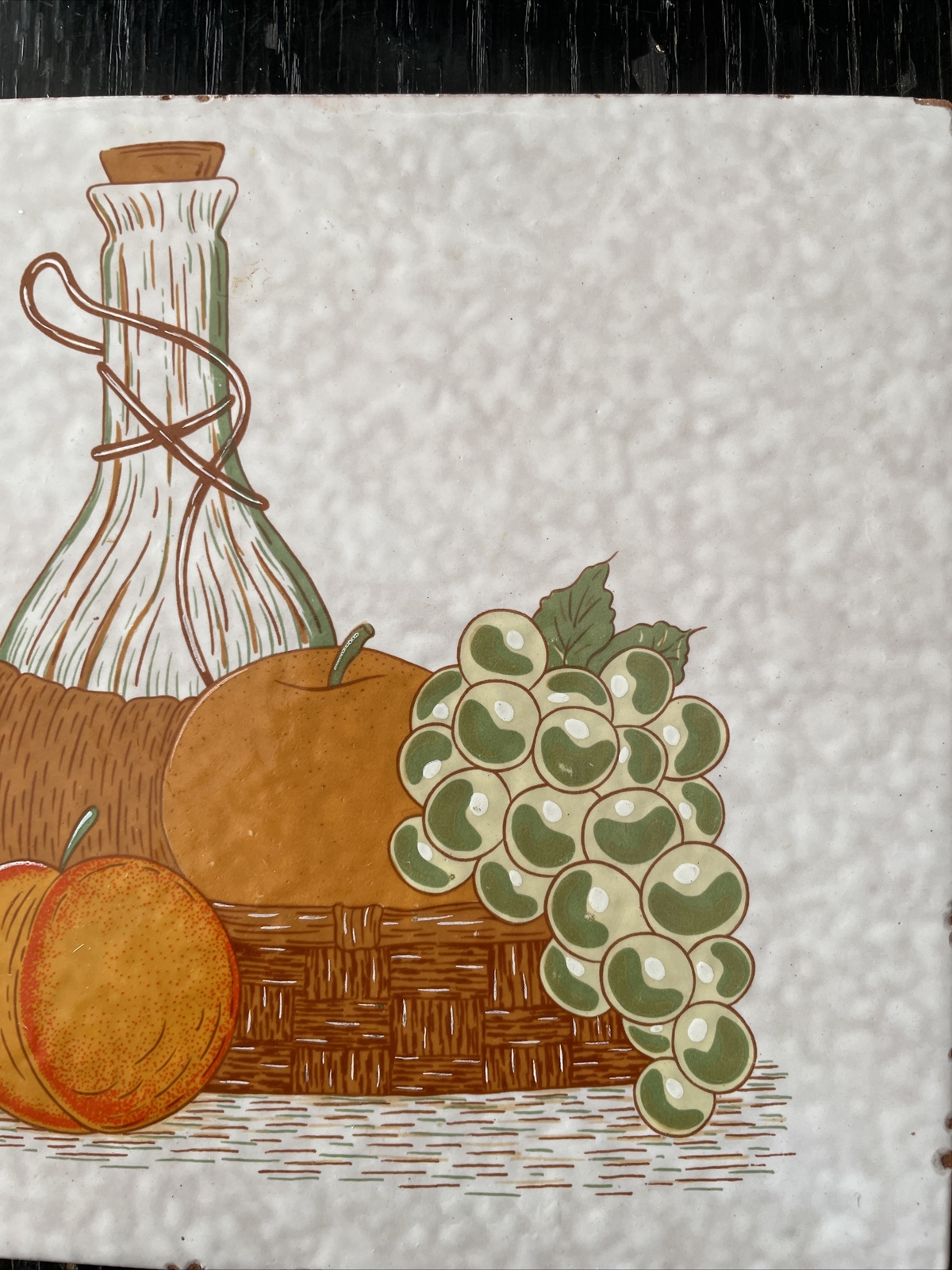 Wine Glass Bottle Grapes Decorative Wall Tile (1) Trivet Fruit Mexico Vitromex