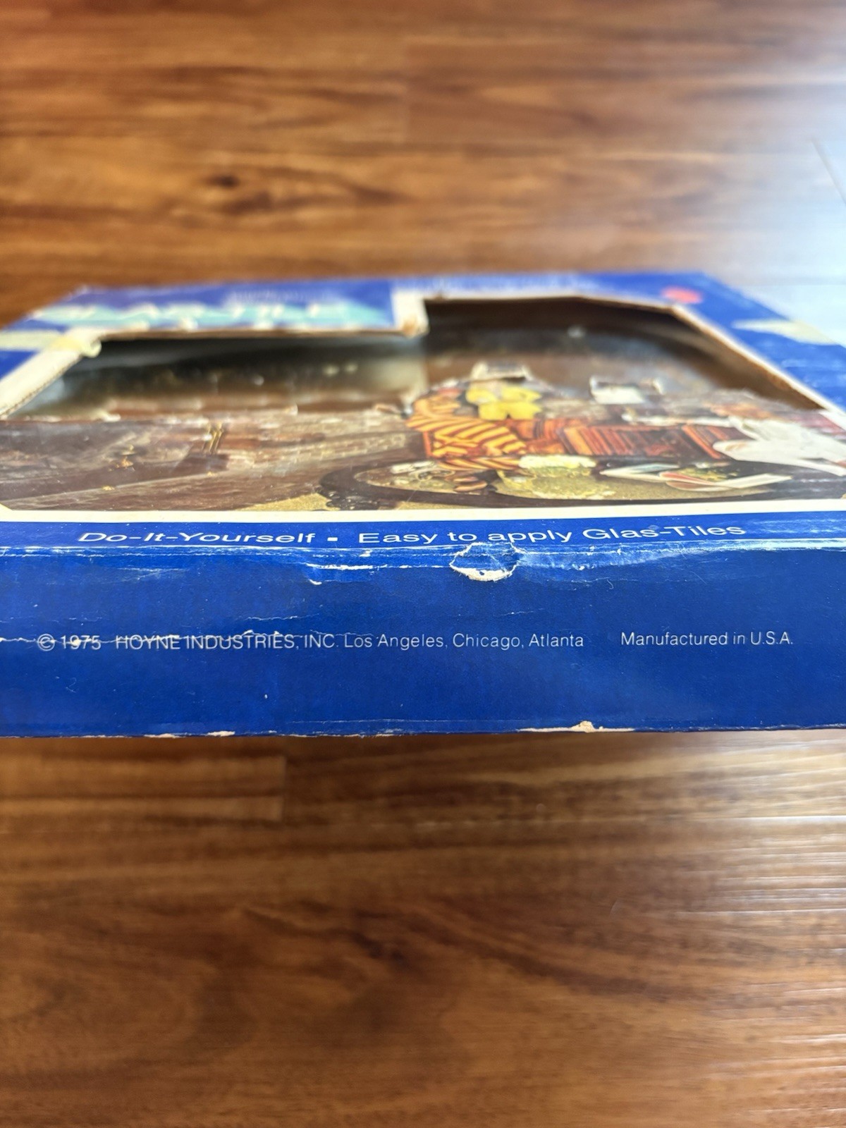 Hoyne Glas-Tile Box of Six 12″ x 12 Antique Gold Marble Mirror Tiles 70’s Nos