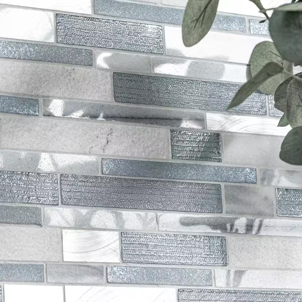 Harlow Interlocking 12 In. X 12 In. X 0.31 In. Glass/Stone/Metal Mesh-Mounted Mo