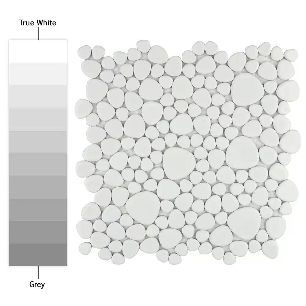 Pebble White 11 In. X 11 In. Porcelain Mosaic Tile (8.6 Sq. Ft./Case)