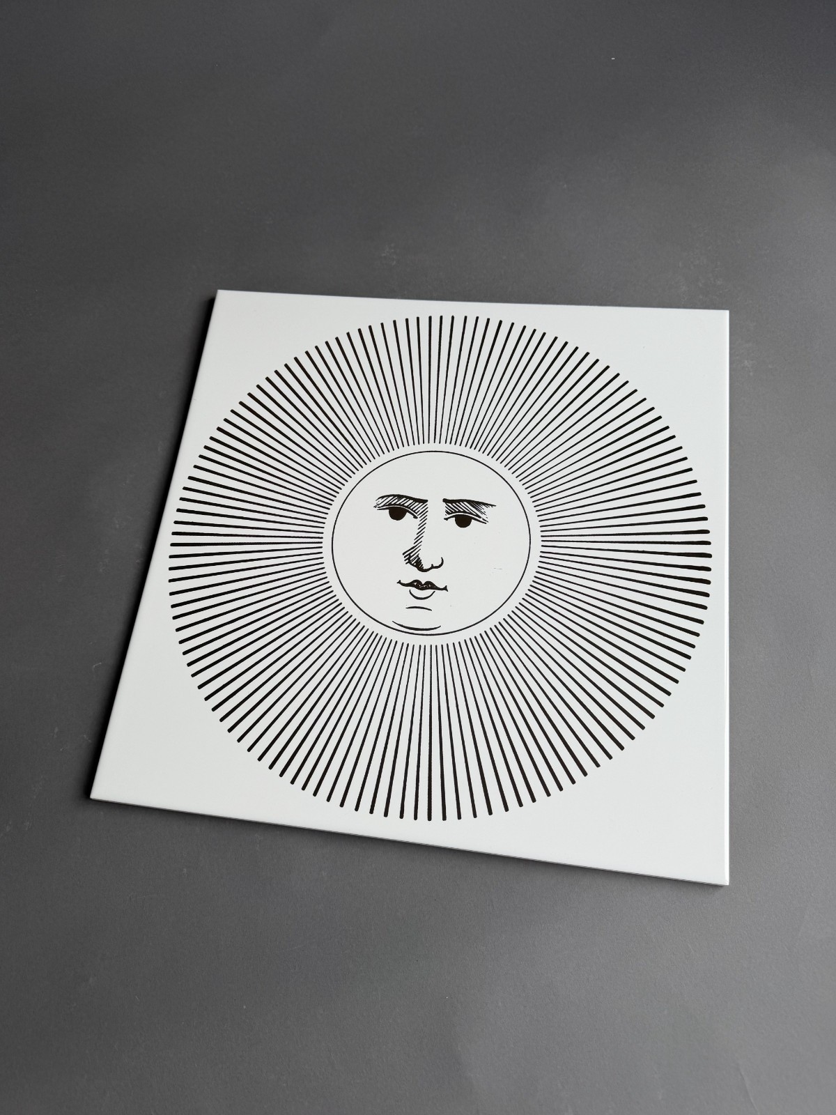 Fornasetti Ceramic 16″ Tiles (Pair) – Sol e Lune – Gold Leaf on White | NEW