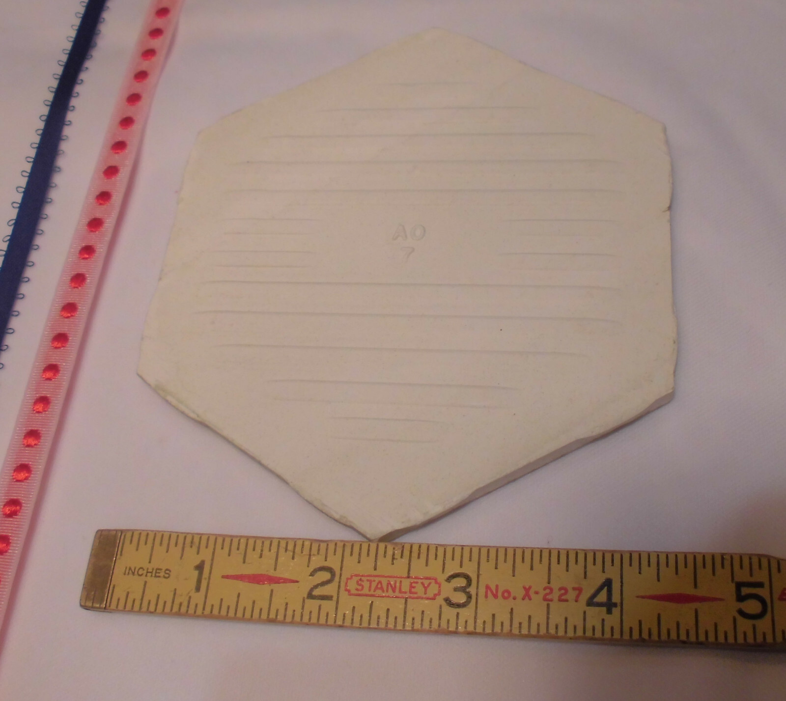 1 pc. *Blue Hexagon* Ceramic 5″ Tiles: Tuscany Glaze by American Olean 4-3/8″