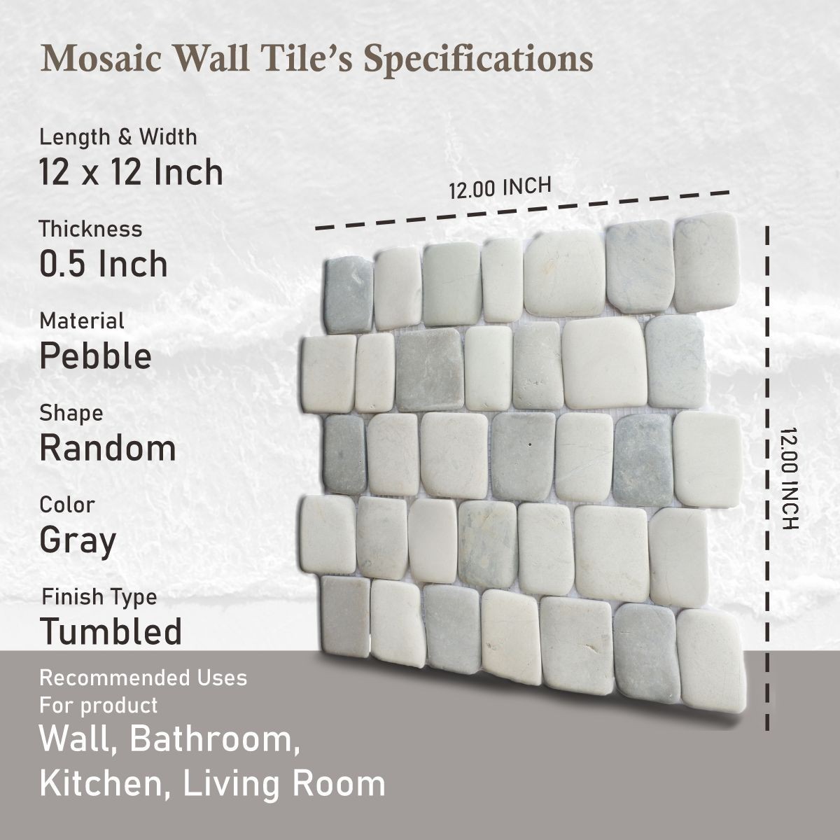Canine Cloud Natural Stone Mosaic Wall & Floor Tile ($16.8/SqFt)