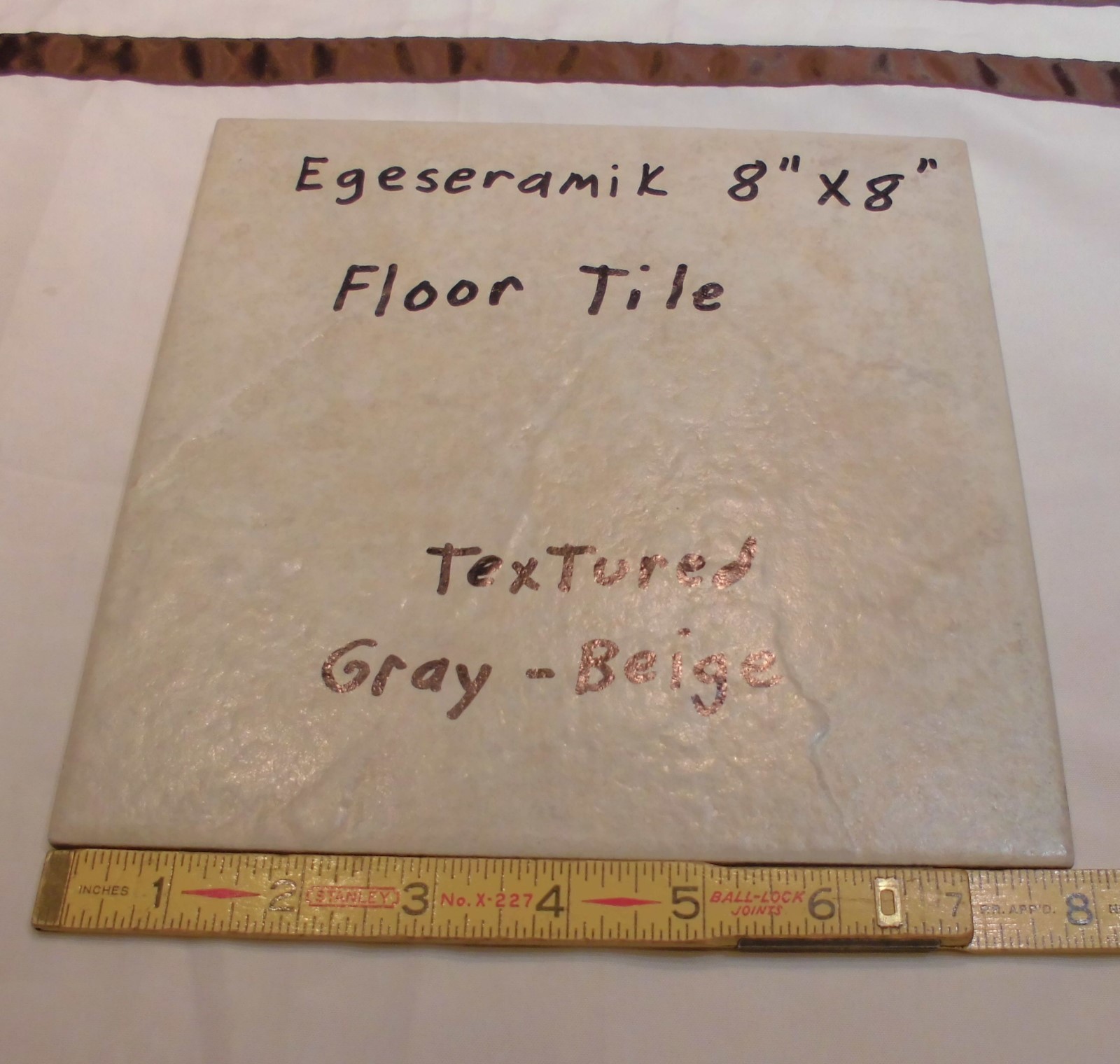 1 pc. Textured *Gray-Beige* Ceramic Floor Tile 8″ X 8″ actual size 7-7/8″