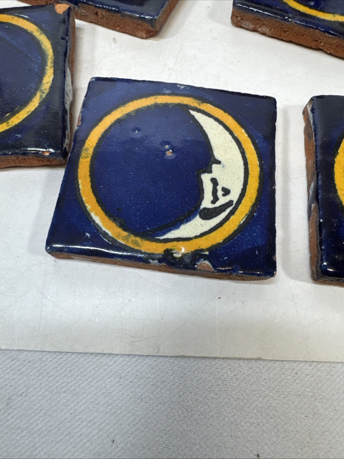 50 Mexican Decorative Talavera Tiles 2×2″ Folk Art Handmade Moon Plus Spares