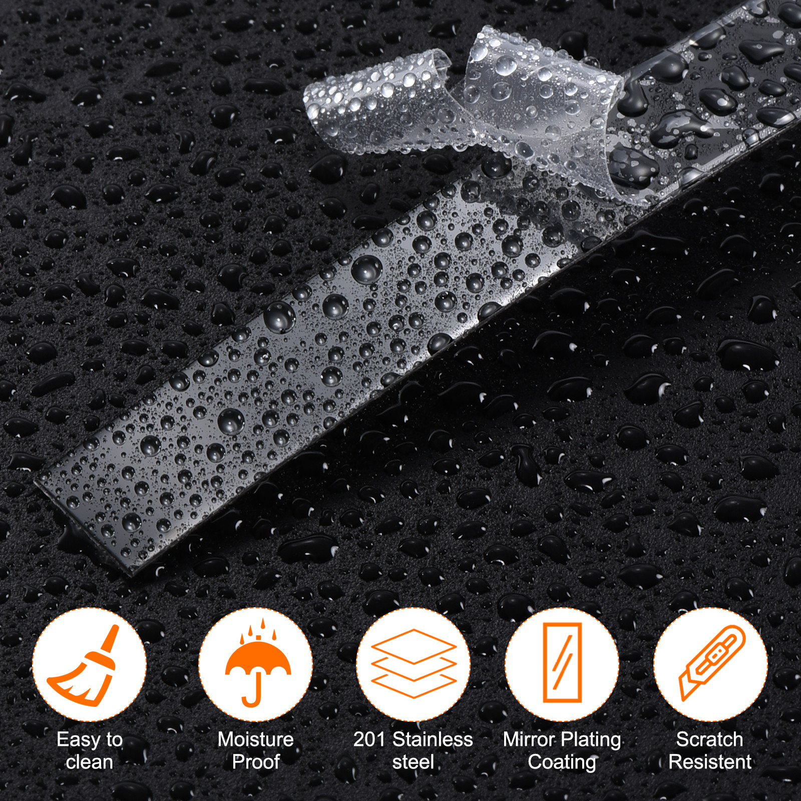 Flexible Molding Trim Self Adhesive 16.4Ft x 0.8in Wall Trim Ceiling Edge Black