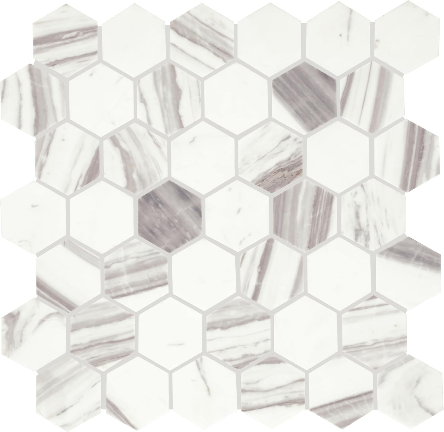 Eclessia Hexagon Marble Mosaic Tiles – 10 PCS, 9.70 SQFT per Carton