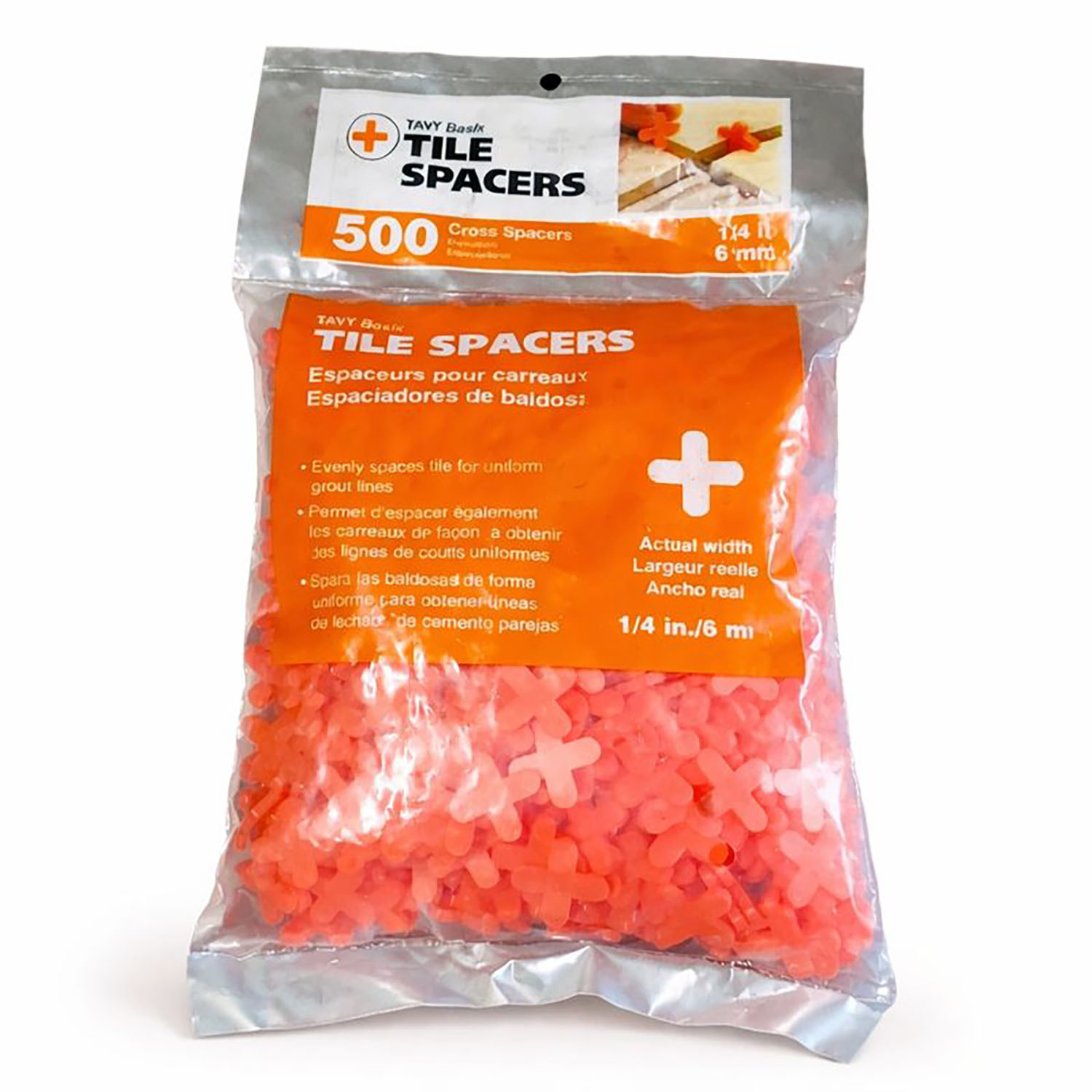TAVY Basix 1/4 in (6mm) Orange Cross Tile Spacers Plastic 500 Pack