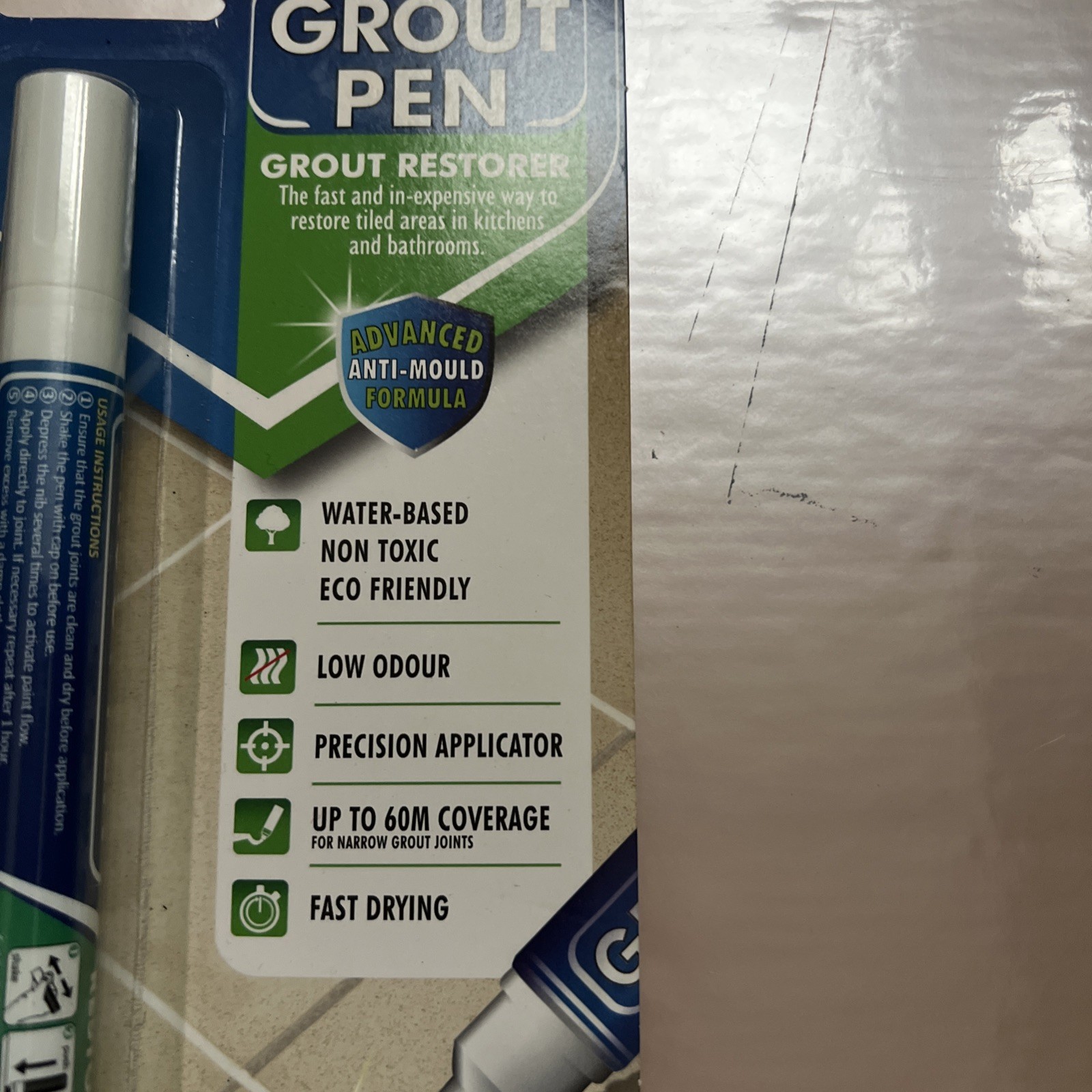 RAINBOW GROUT RESTORER PEN 7ml 5mm White New Sealed