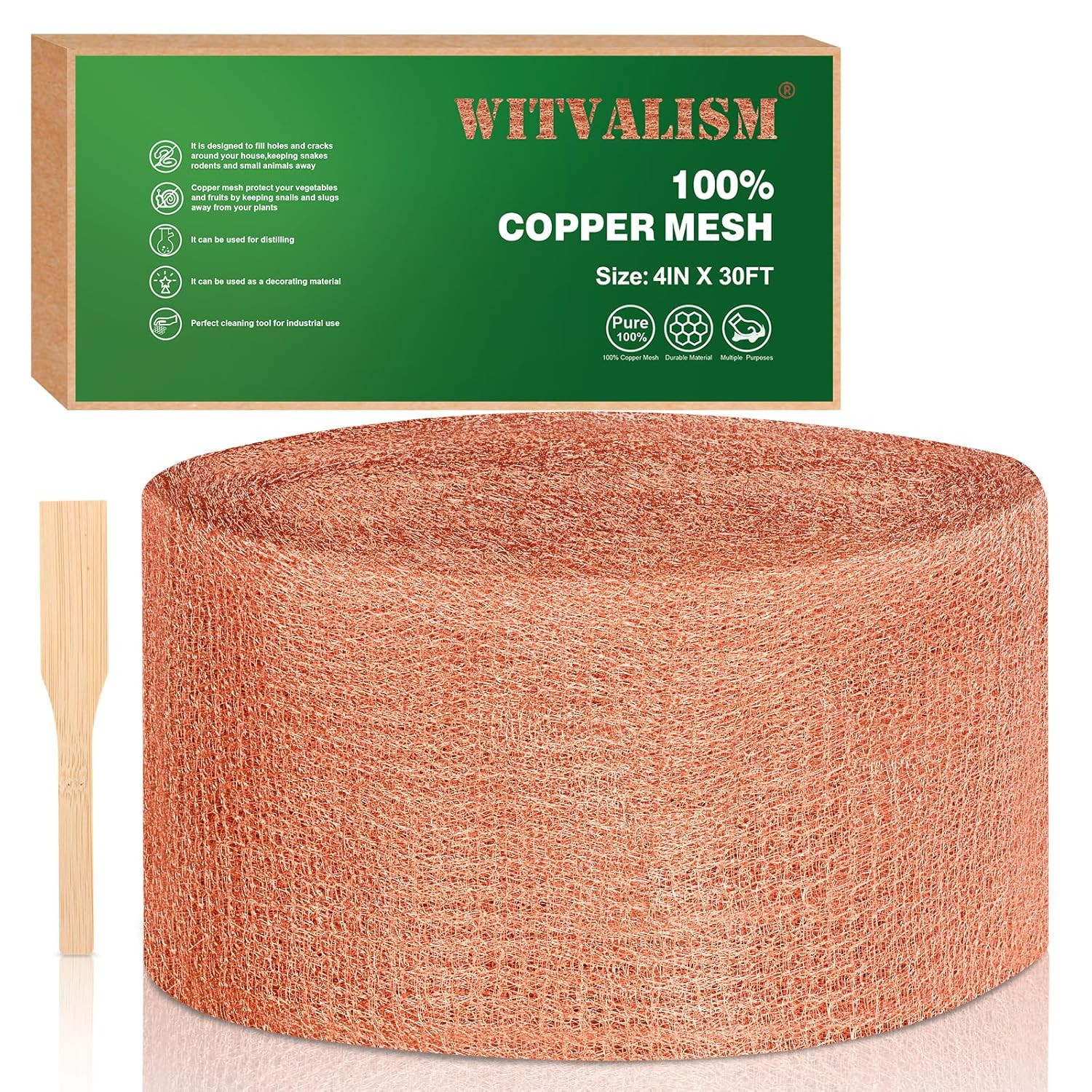 Copper Mesh Rodent Control, 4In X 30Ft Premium Copper Wool Ideal for Hole Blocki