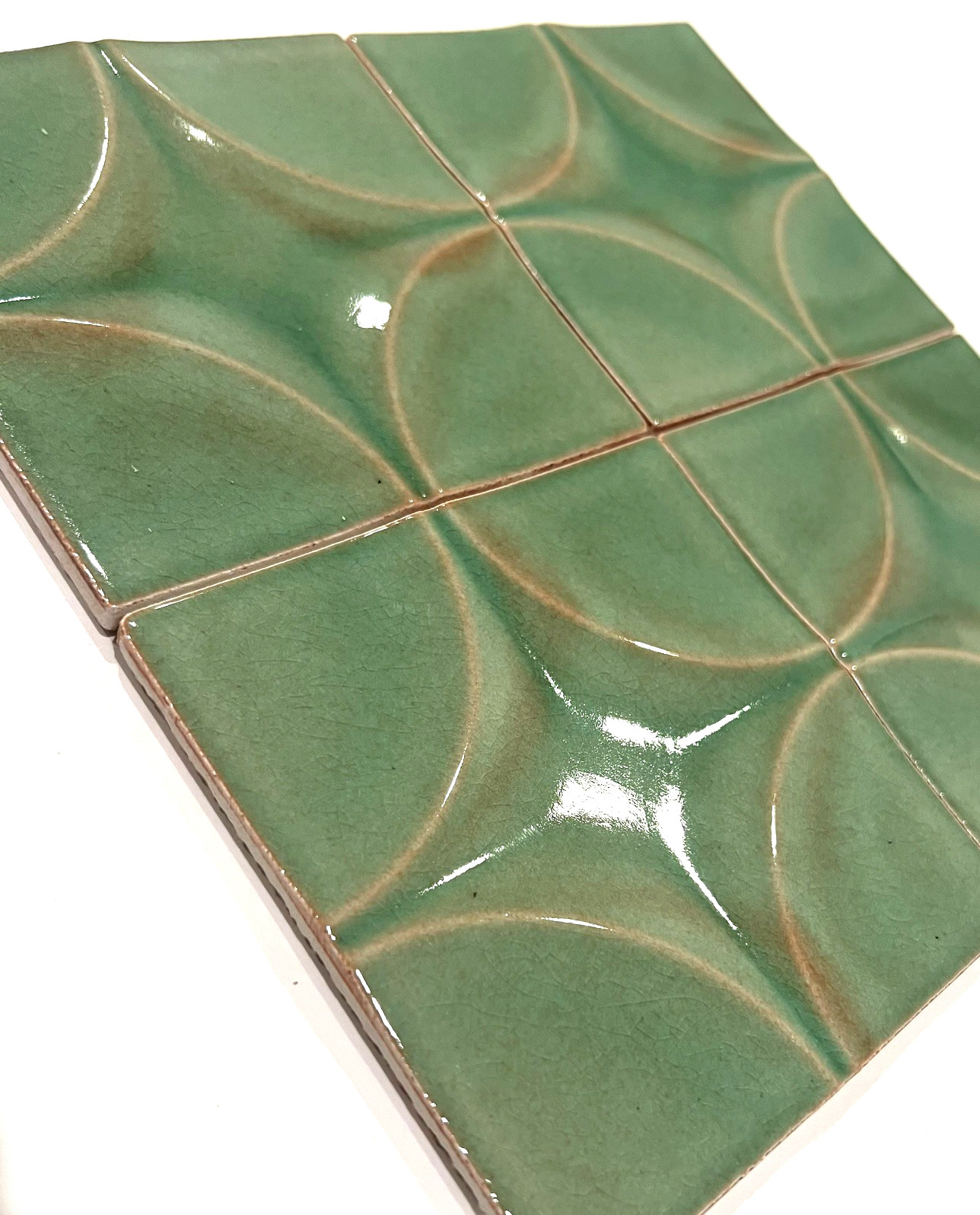 4×4 Wedgwood Virginia Crackle Green Faded Star Shaped Ceramic Wall Tile (4 PCS)