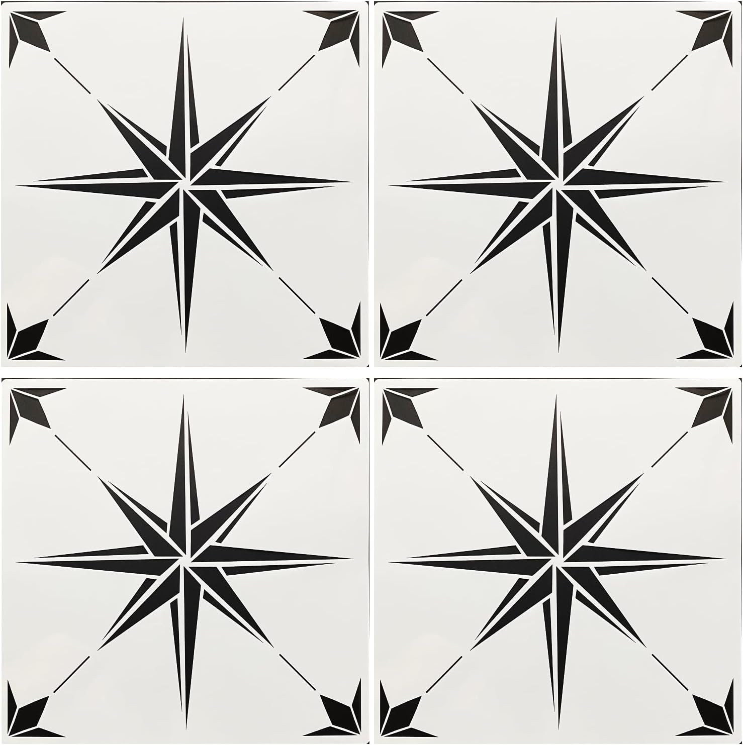 4 Pieces Reusable Tile Stencil 12 X 12 Inches – Geometric Style | DIY Wall Templ