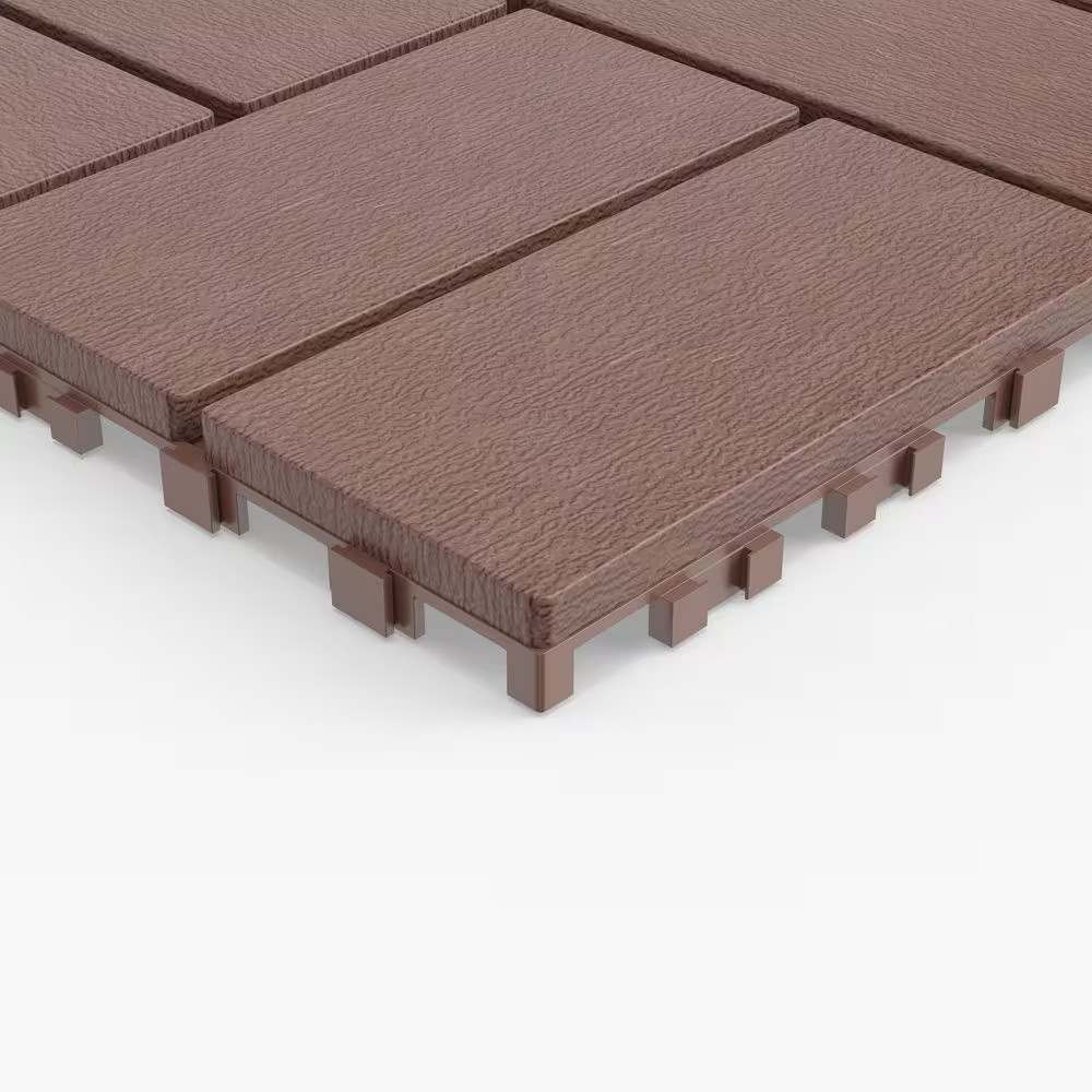 1 Ft. X 1 Ft. Outdoor Plastic Interlocking Deck Tile in Brown (44 Sq. Ft. per Bo