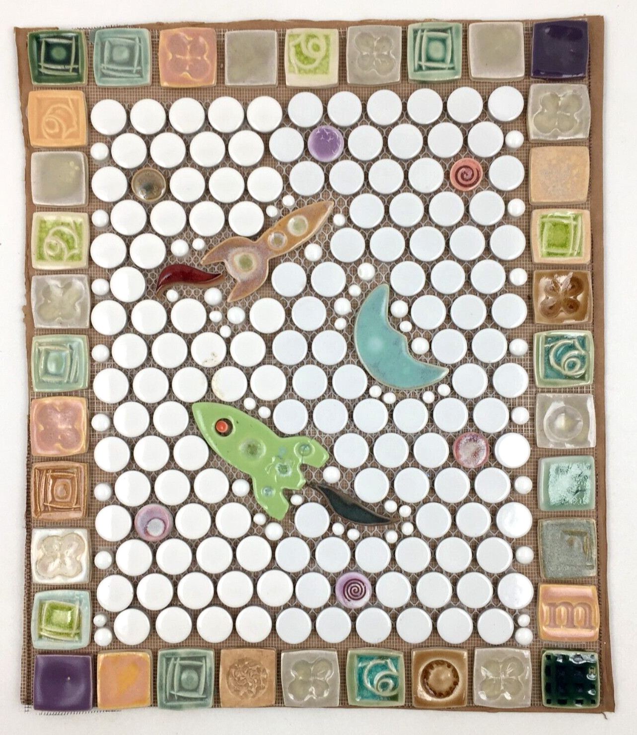 Handmade Tile Mosaic Panel Backsplash 1/4″ Thick, 11.5″ x 14″ Mounted On Mesh