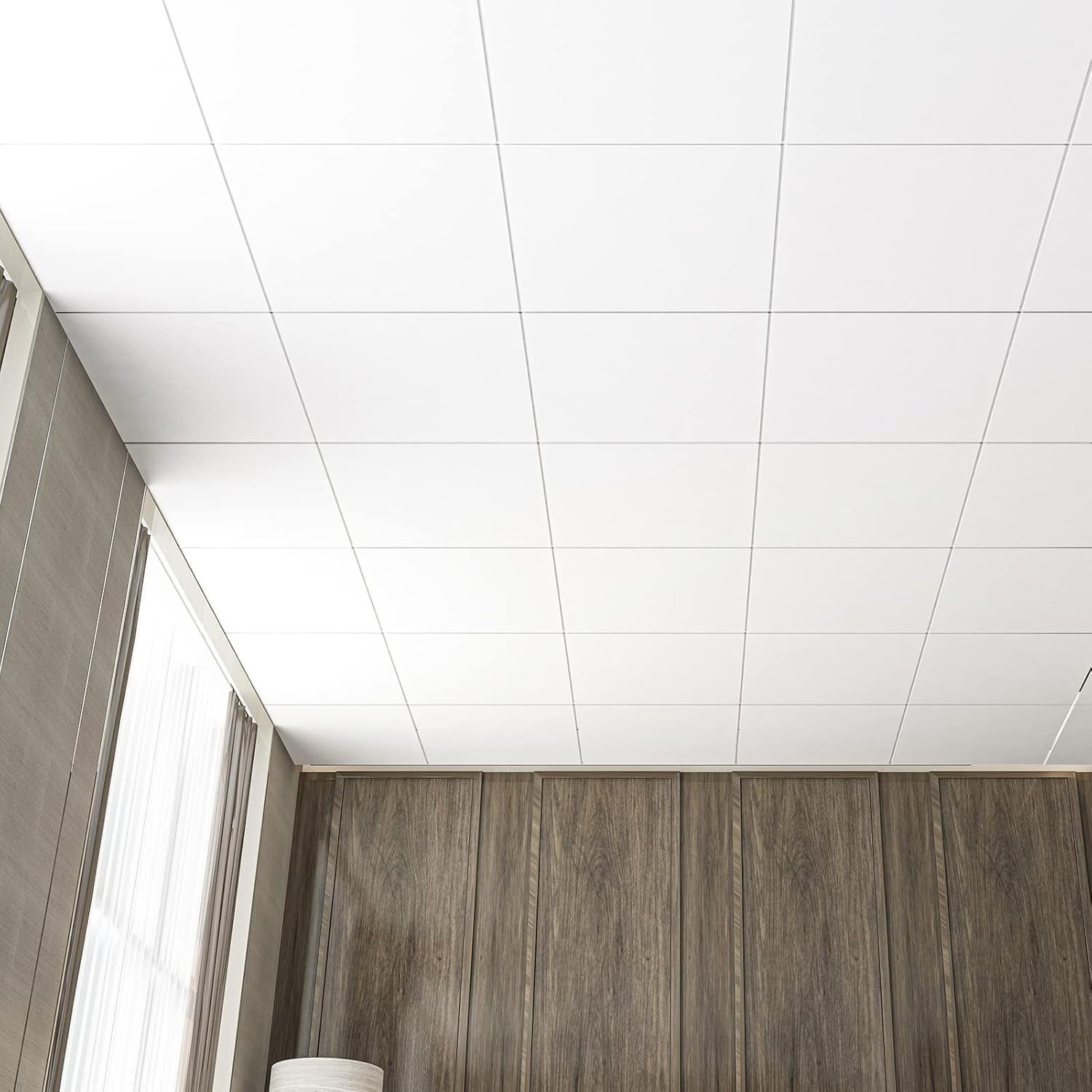 12-Pack Smooth Drop Ceiling Tile 2Ft X 2Ft – Fire-Rated, Waterproof, Reusable –