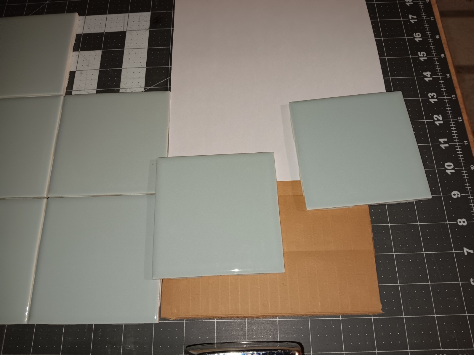 12 pcs. Vintage ceramic bathroom / kitchen field Tile LIGHT BLUE Robertson NOS