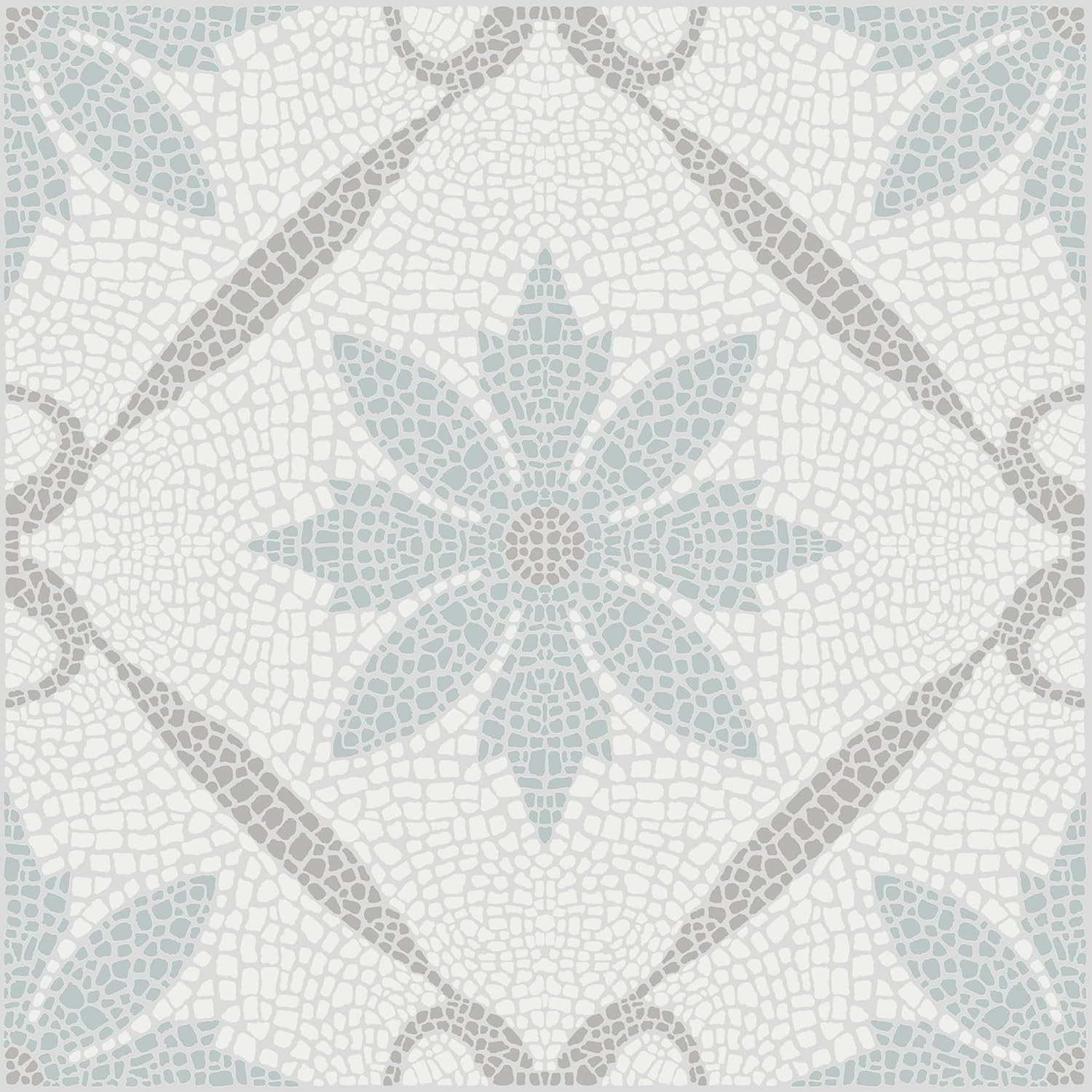 FloorPops Jamila Grey Peel & Stick Floor Tiles 12×12 Medallion Vinyl 10 Pack