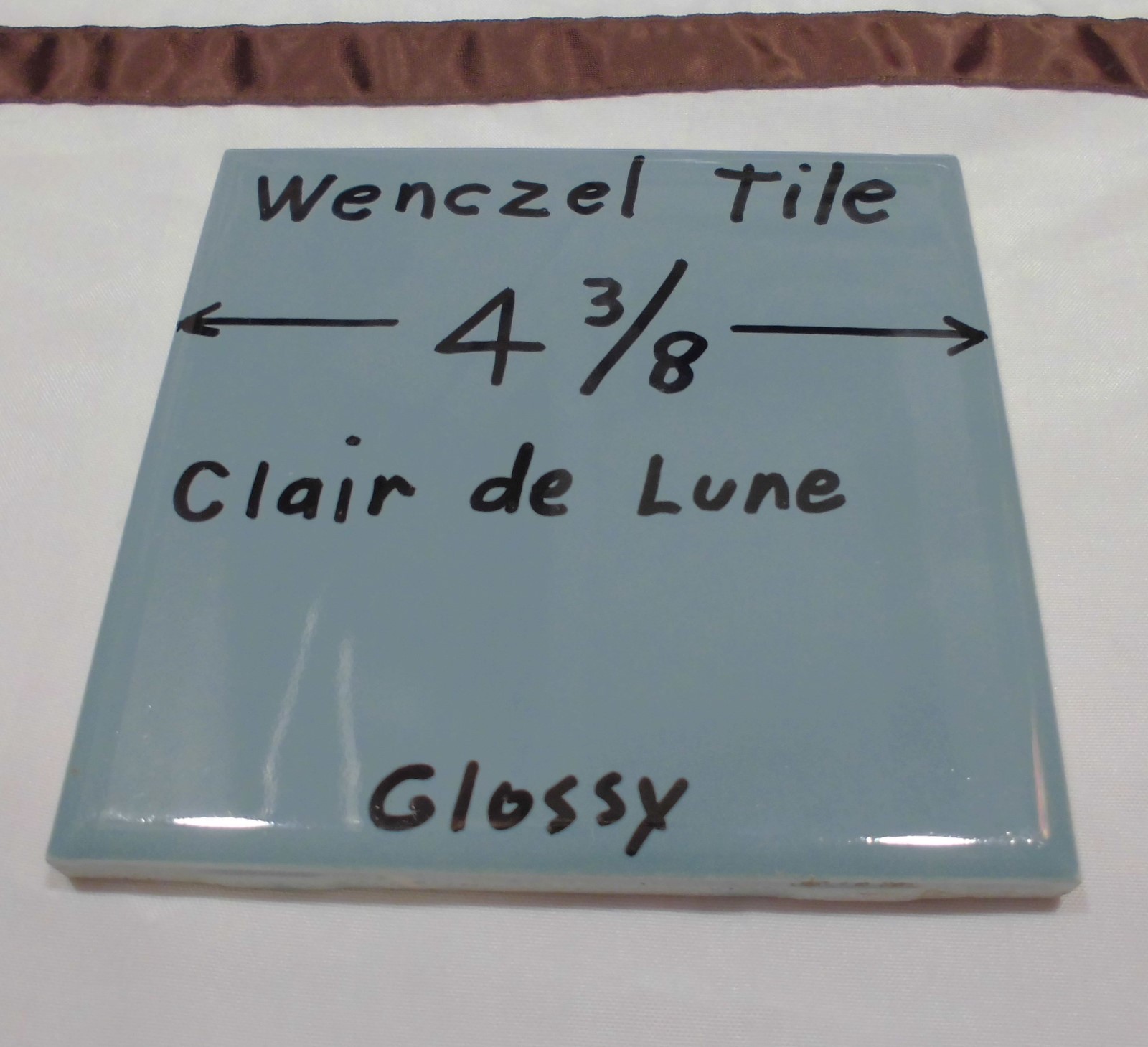 1 pc. *Blue-Gray* Glossy Ceramic Tile by Wenczel 4-5/16″ *Clair-De-Lune*