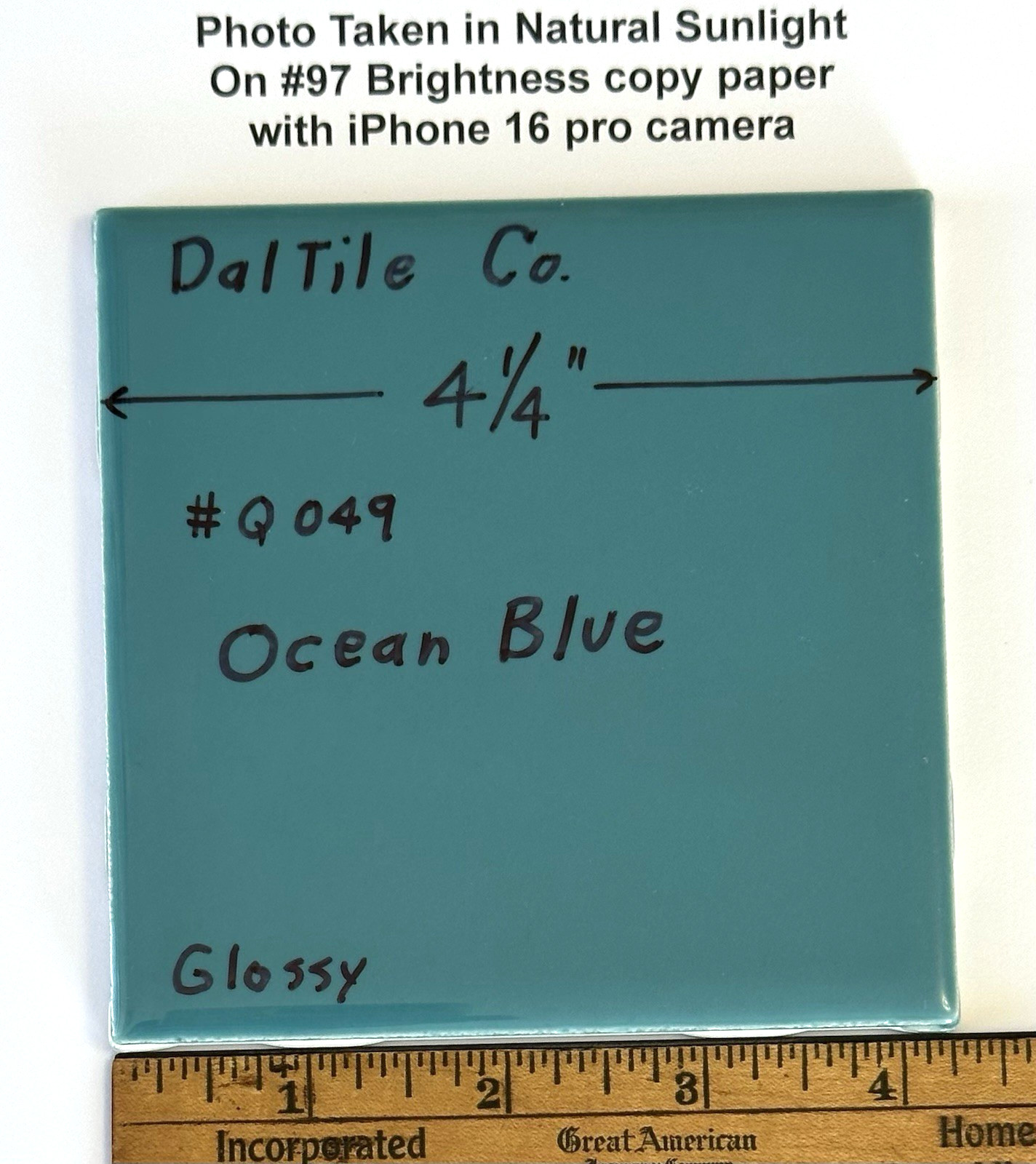 1 pc. Ocean Blue: Brilliant Gloss Ceramic Tile by Daltile…4-1/4″ Best Quality