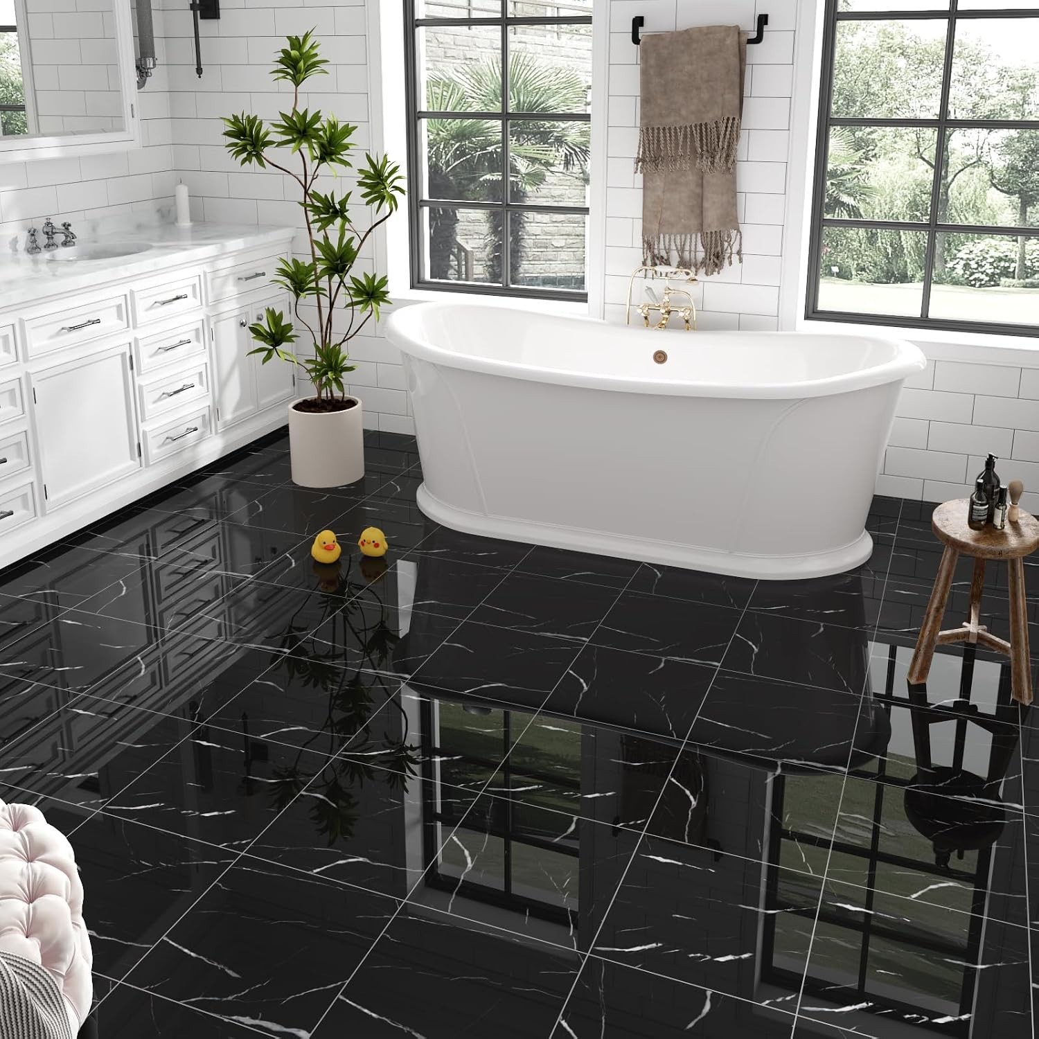 30-Pack Peel and Stick Floor Tiles Vinyl Floor 12 x 12 inch Self Adhesive Waterp