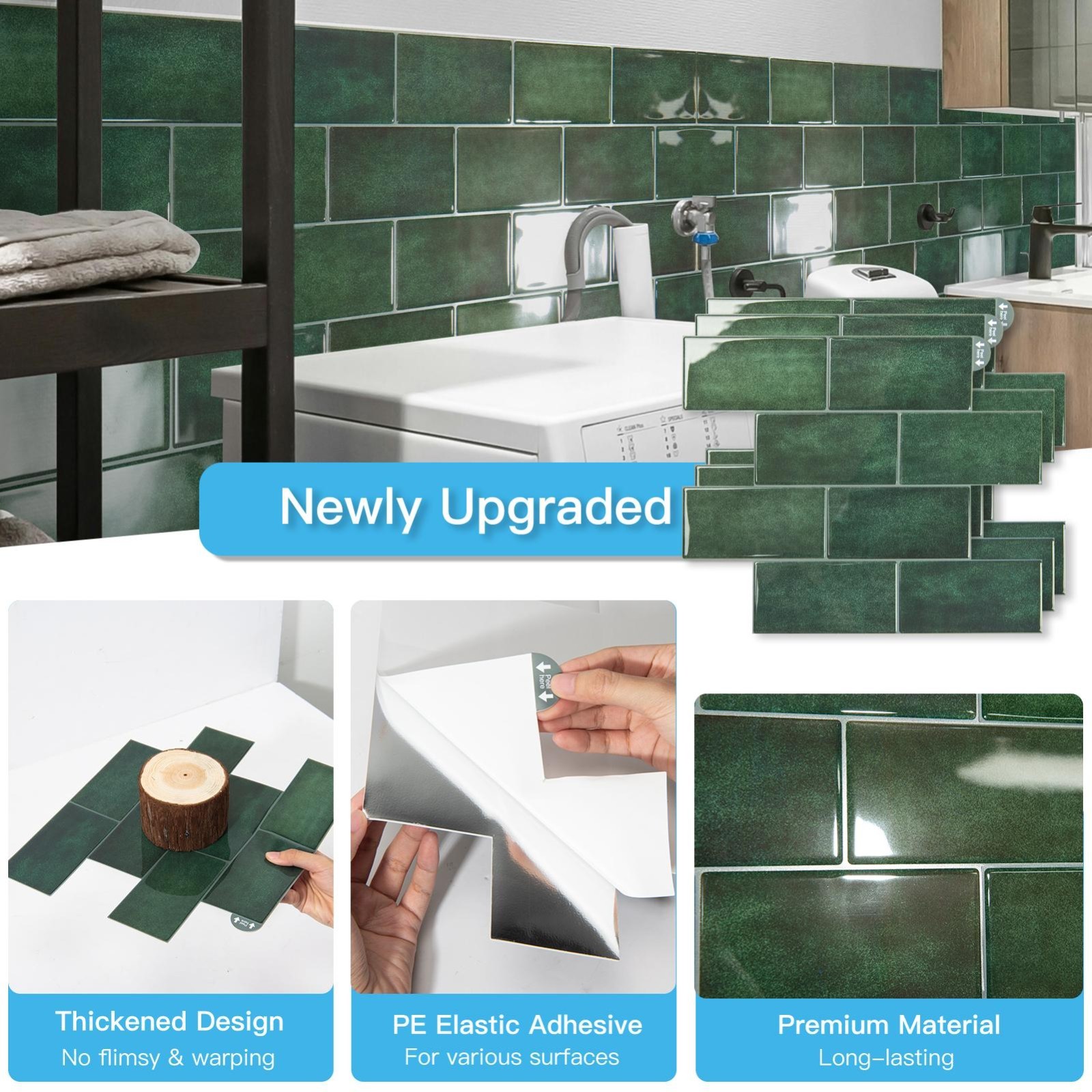 Art3d Peel and Stick Backsplash Subway Tiles, (14”x12” Thicker Version)