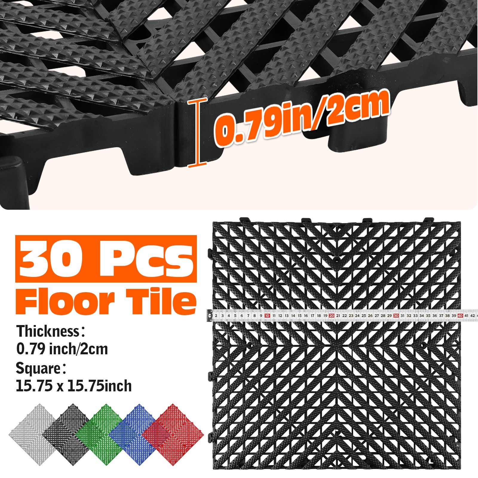 30/60Pcs Interlocking Garage Floor Tiles 15.75” x 15.75” Garage Flooring Mat