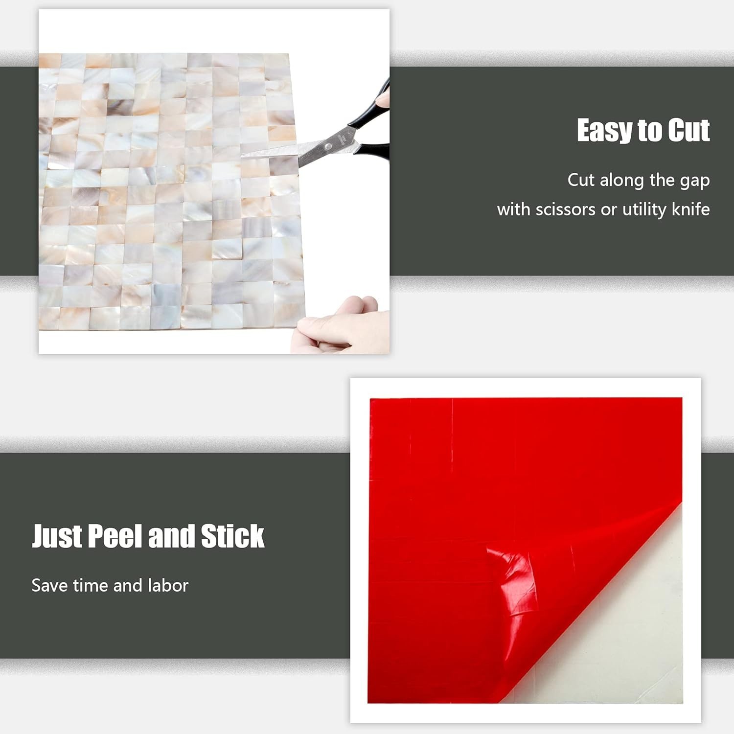 DIY-Friendly Mother of Pearl Mosaic Shell Tiles – Elegant Backsplash 12″ x 12″