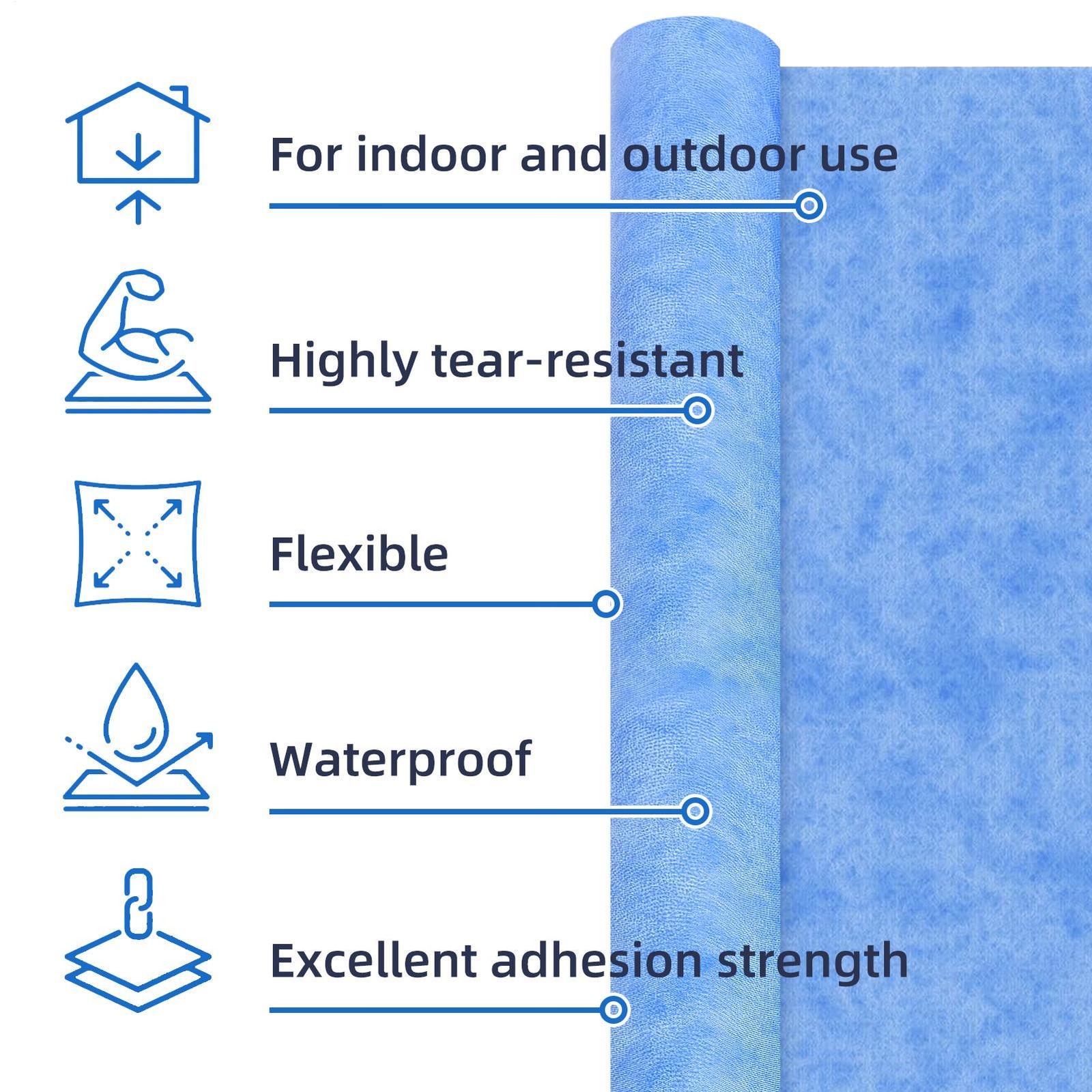 Waterproof Membrane 3ft×33ft Decoupling Uncoupling Polyethylene For Bathroom