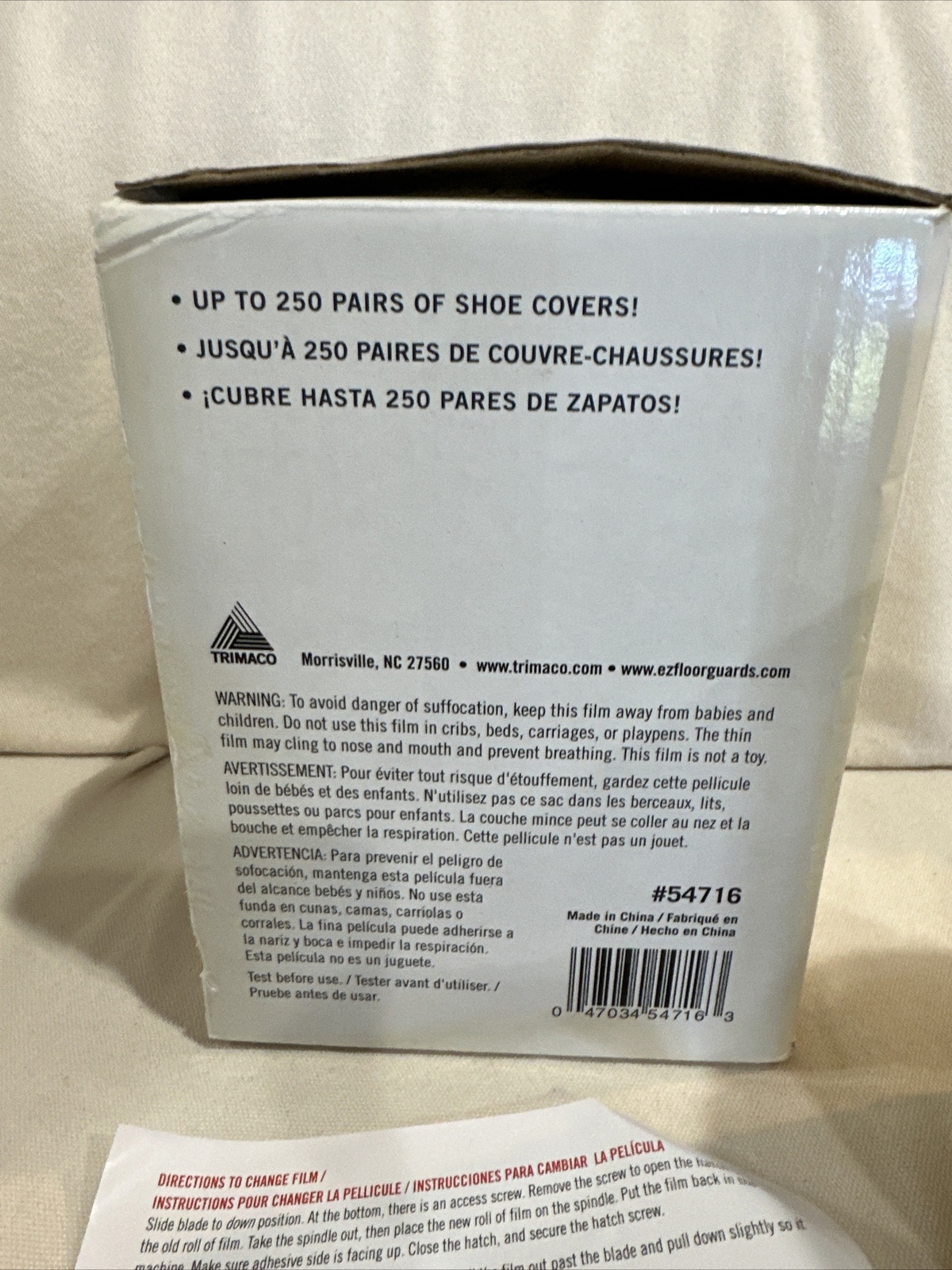 Trimaco E-Z Floor Guards #54716 Refill Film Roll Shoe Covers 250 Pairs