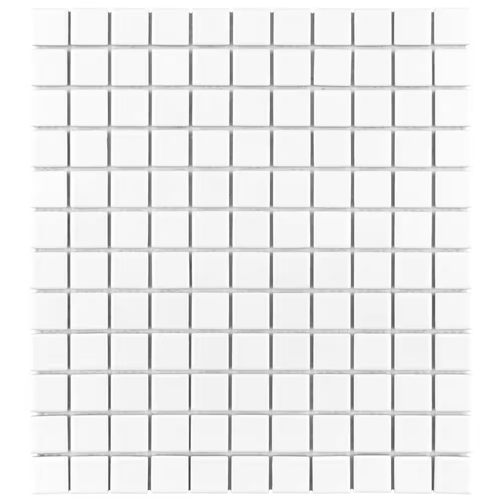 Metro 1 In. Square Matte White 10-3/4 In. X 11-3/4 In. Porcelain Mosaic Tile (9.