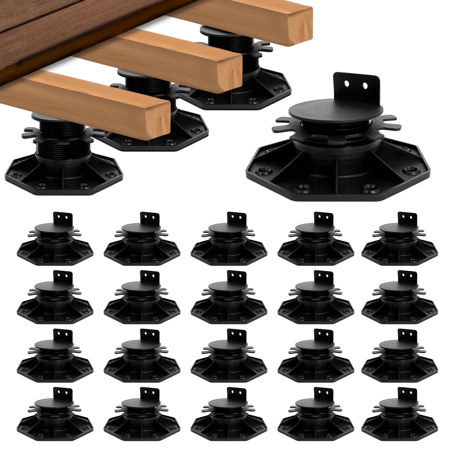 Adjustable Deck Support Pedestal Heavy Duty Foundation Base Block 30-70mm 24PK