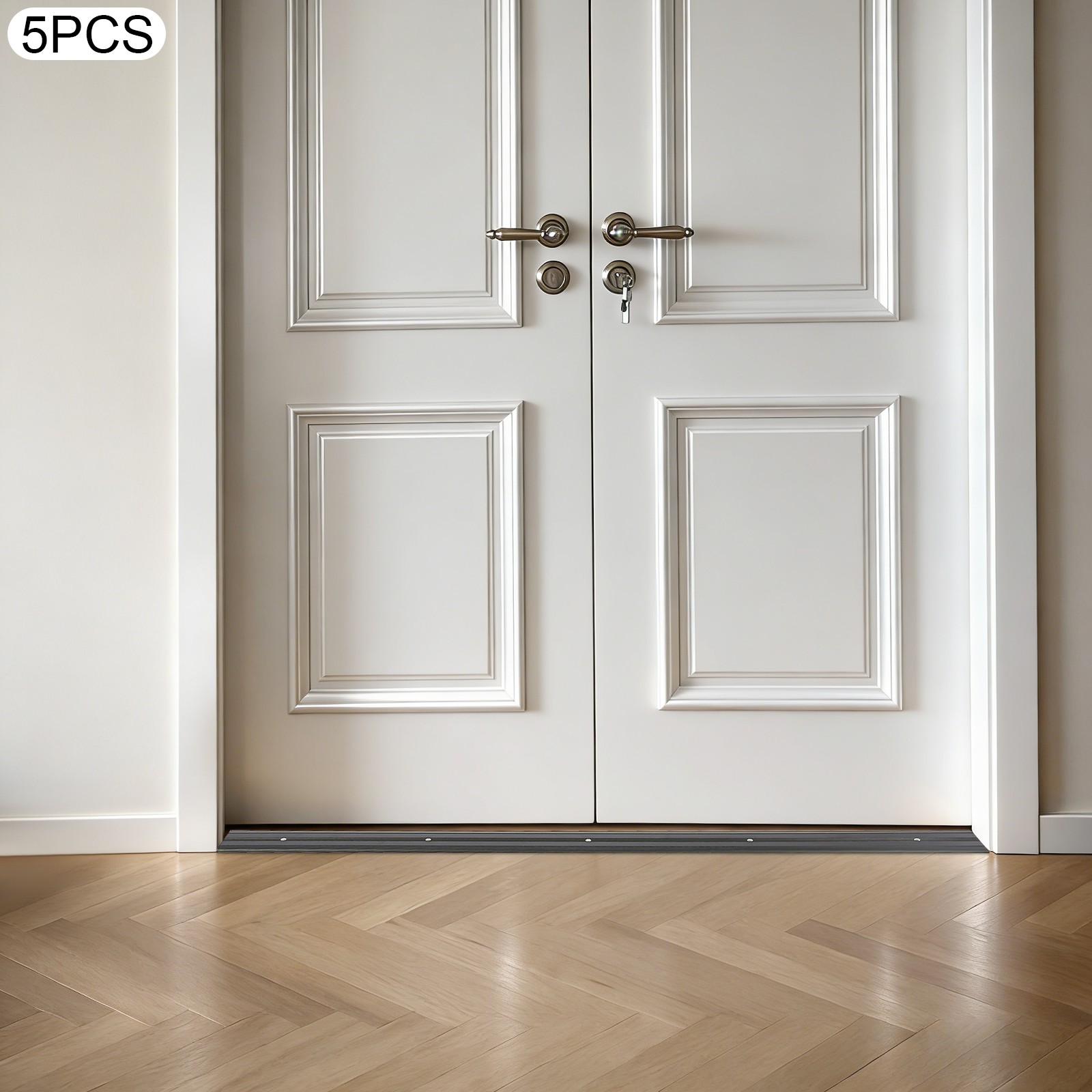 Aluminum Floor Transition Strips Set Of 5 90 × 6 × 1 cm Black